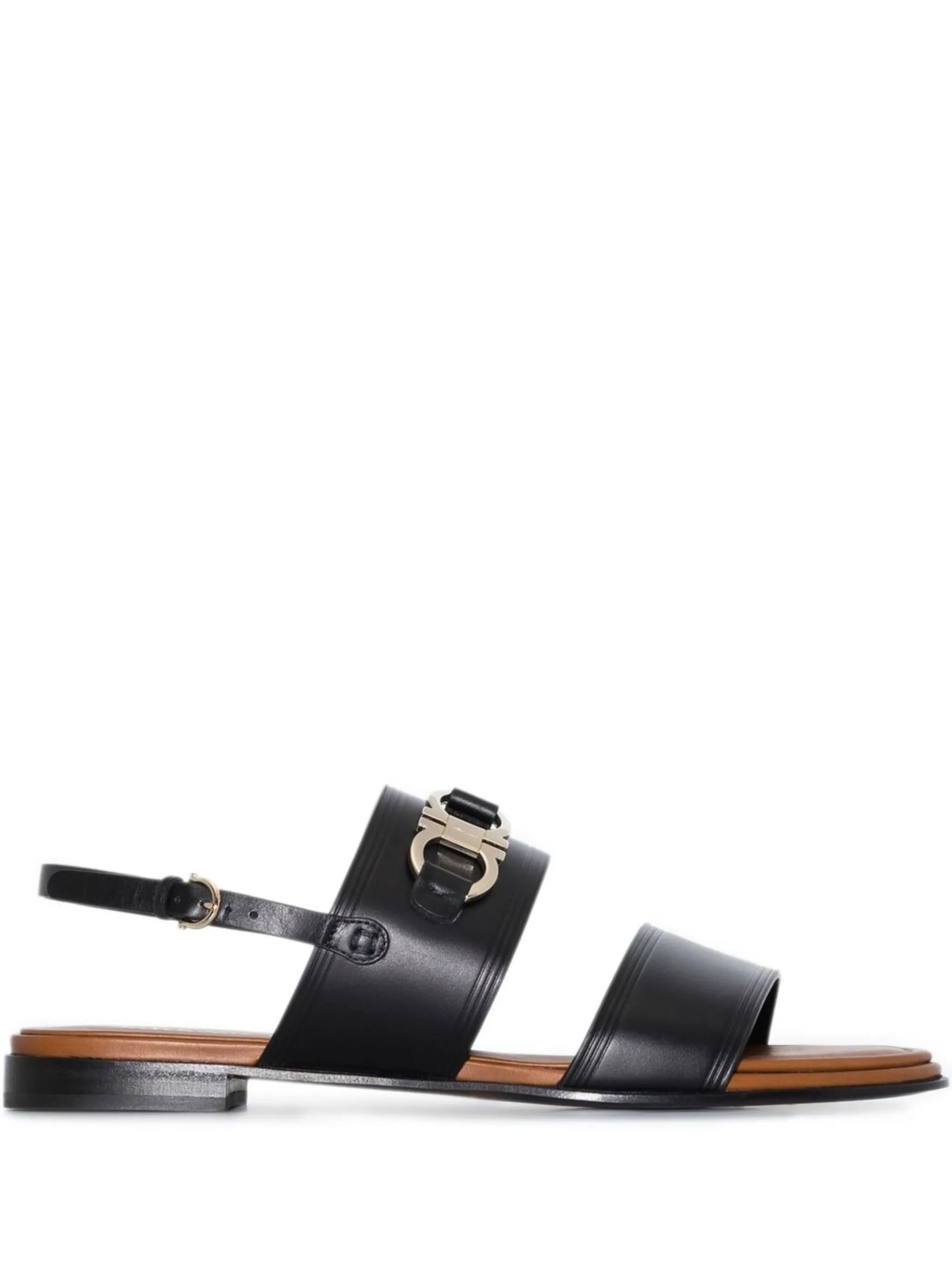 Gancini-plaque leather sandals