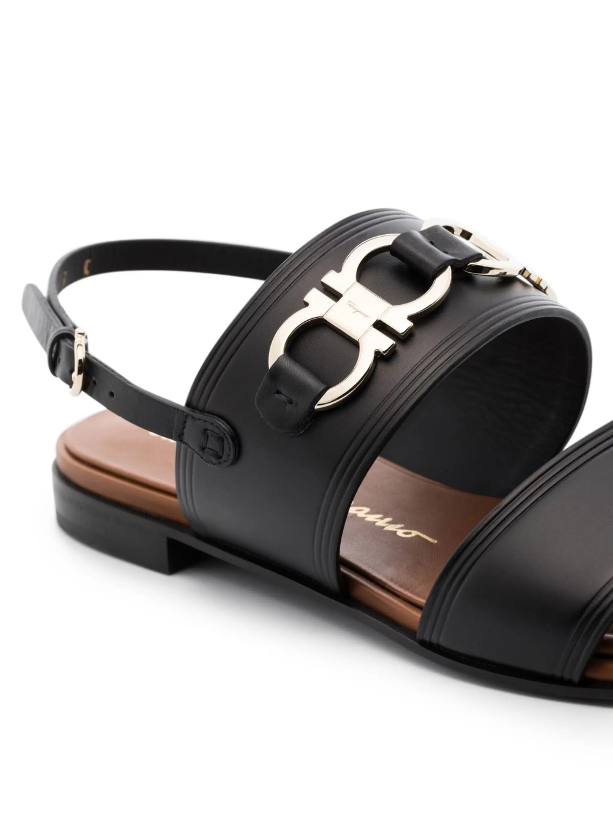 Gancini-plaque leather sandals