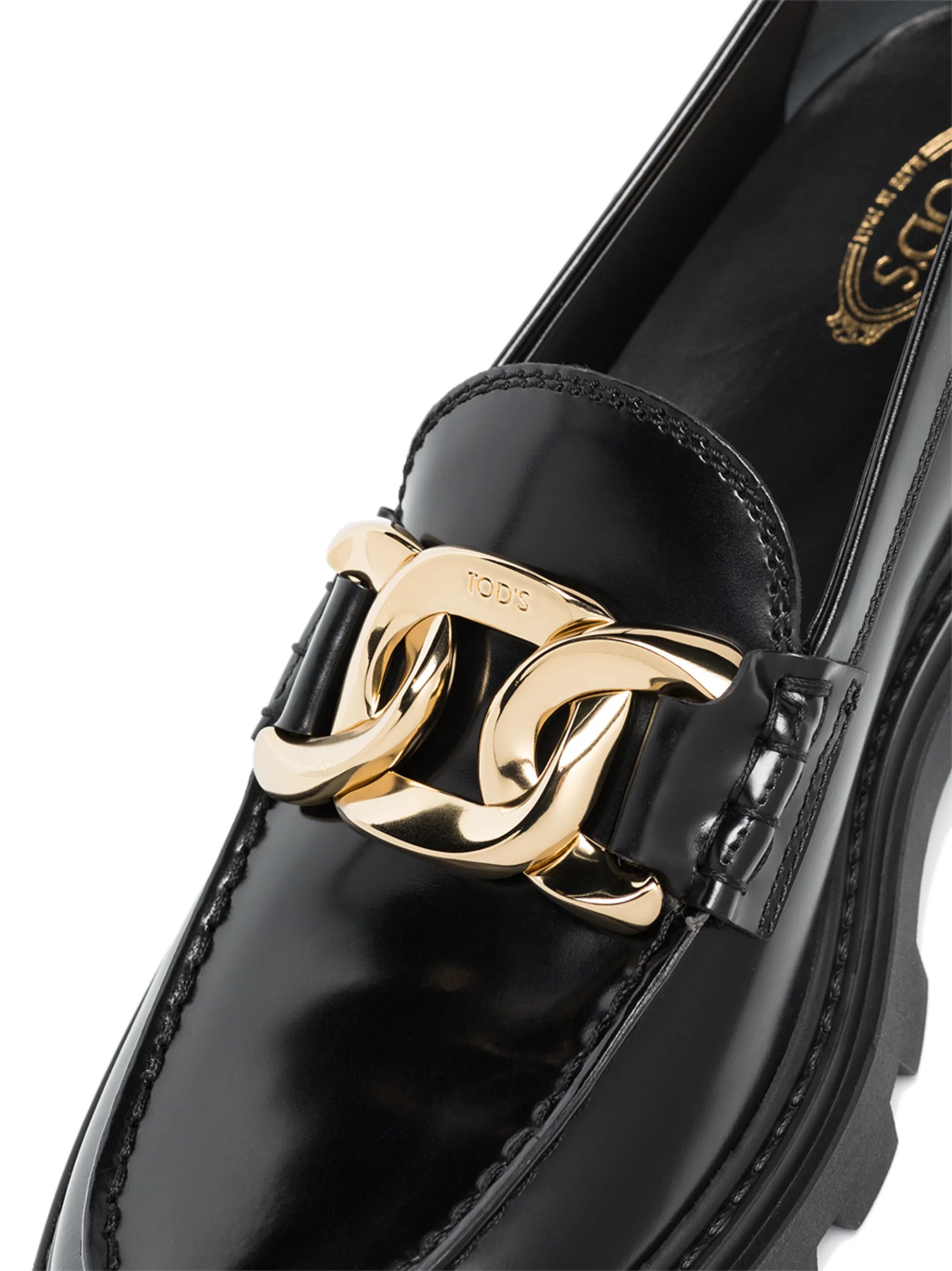chain-detail leather loafers
