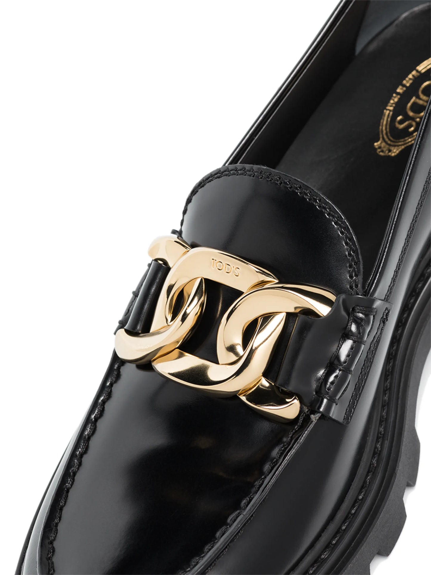 chain-detail leather loafers