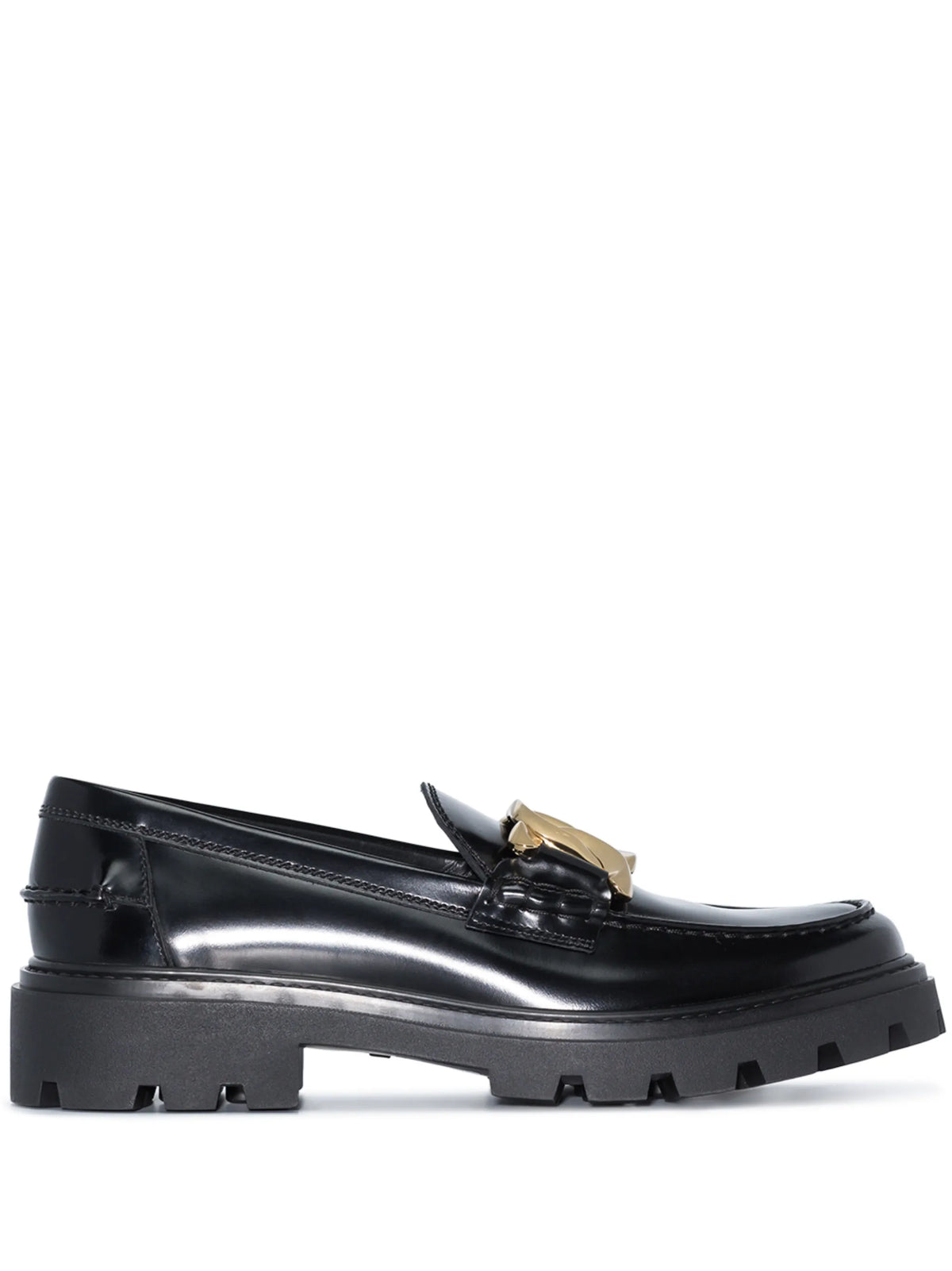 chain-detail leather loafers