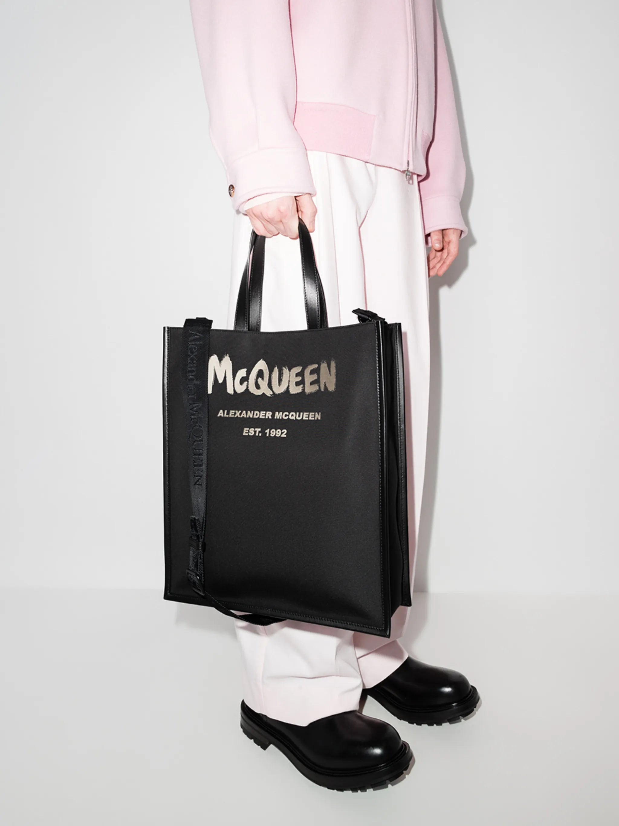brushed logo tote bag