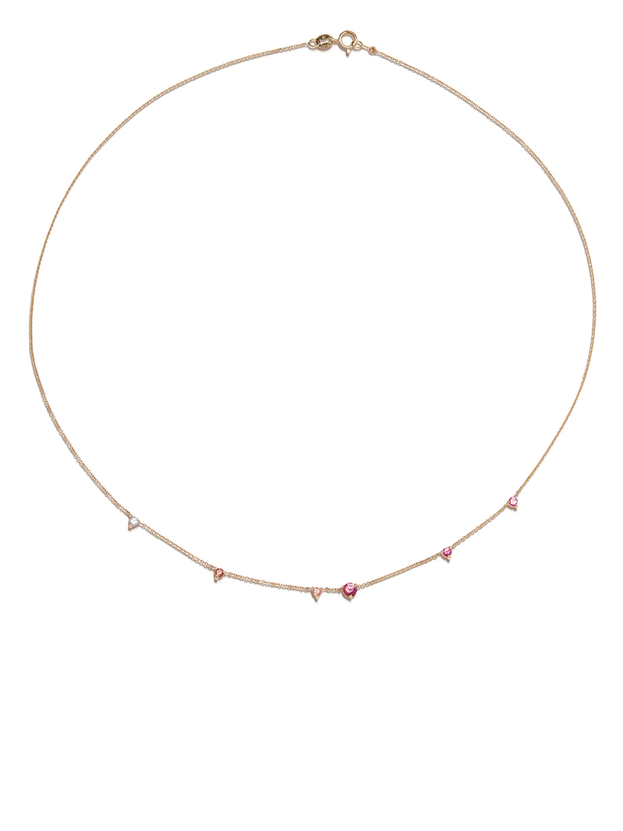14kt yellow gold diamond and tourmaline necklace