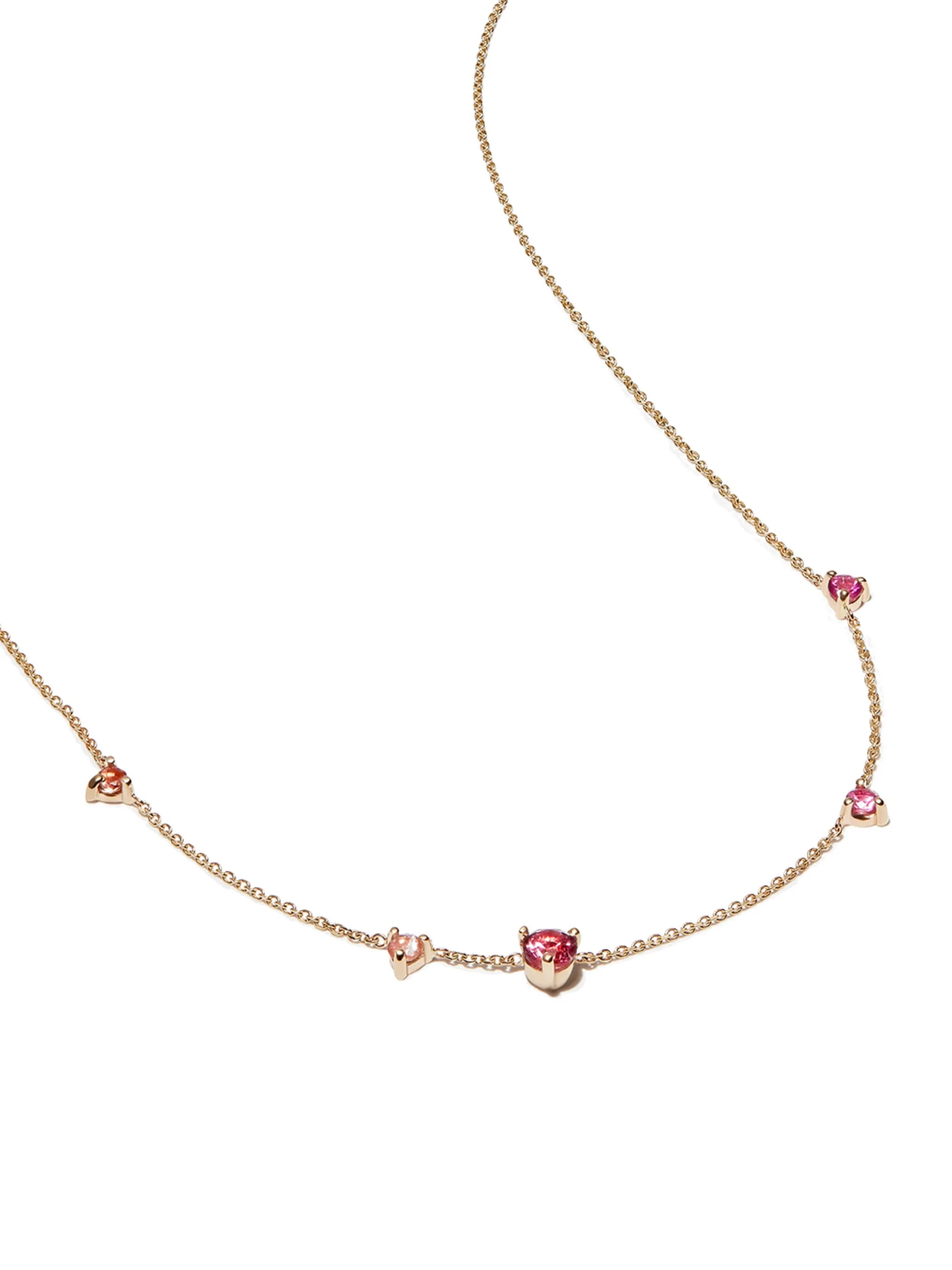 14kt yellow gold diamond and tourmaline necklace