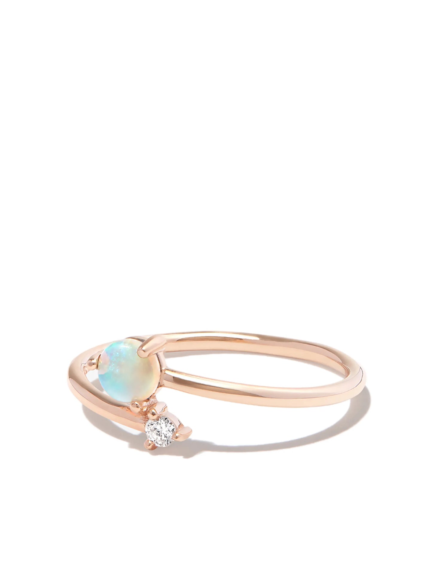 14k yellow gold opal crossover ring