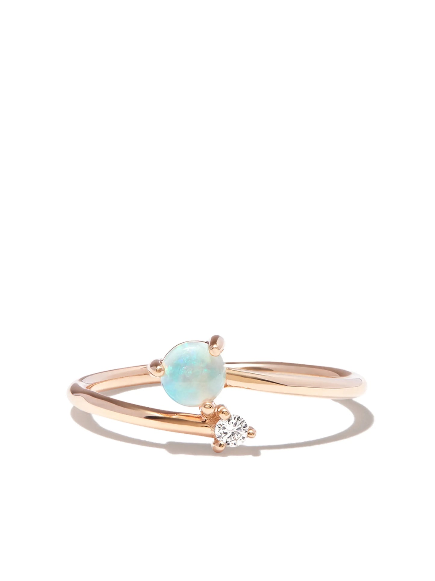 14k yellow gold opal crossover ring