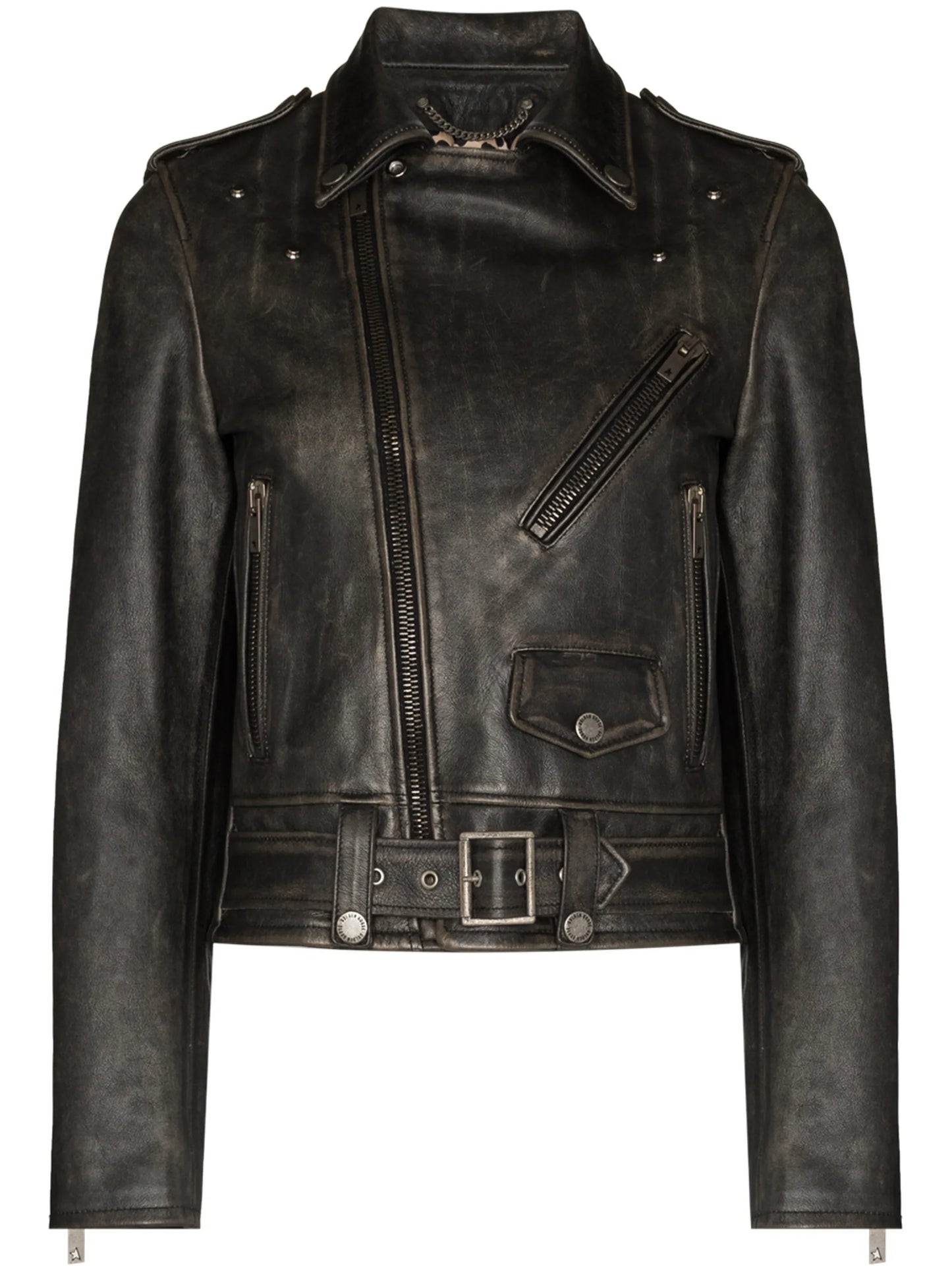 belted leather jacket