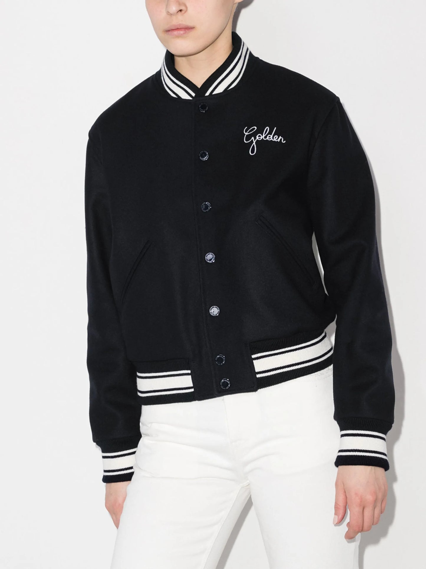 embroidered-logo bomber jacket