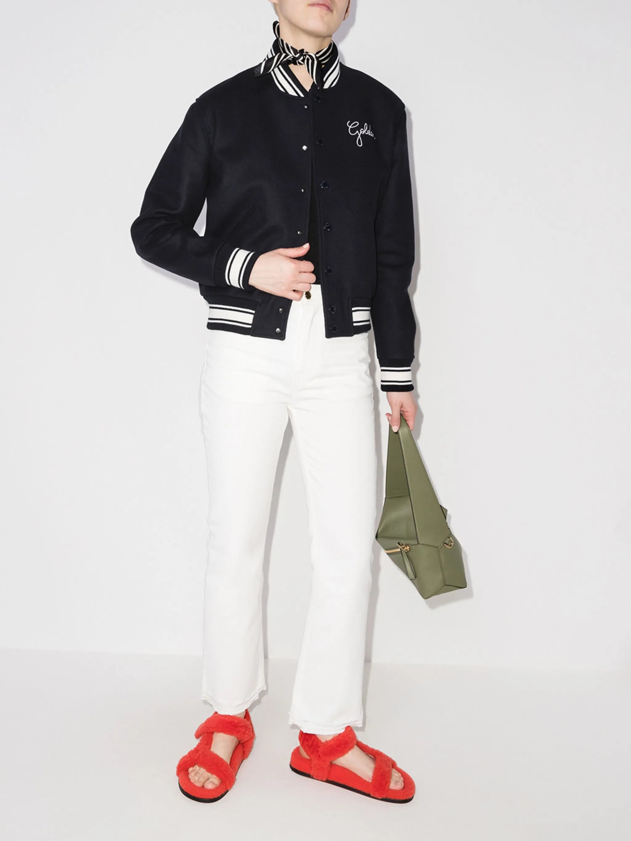 embroidered-logo bomber jacket