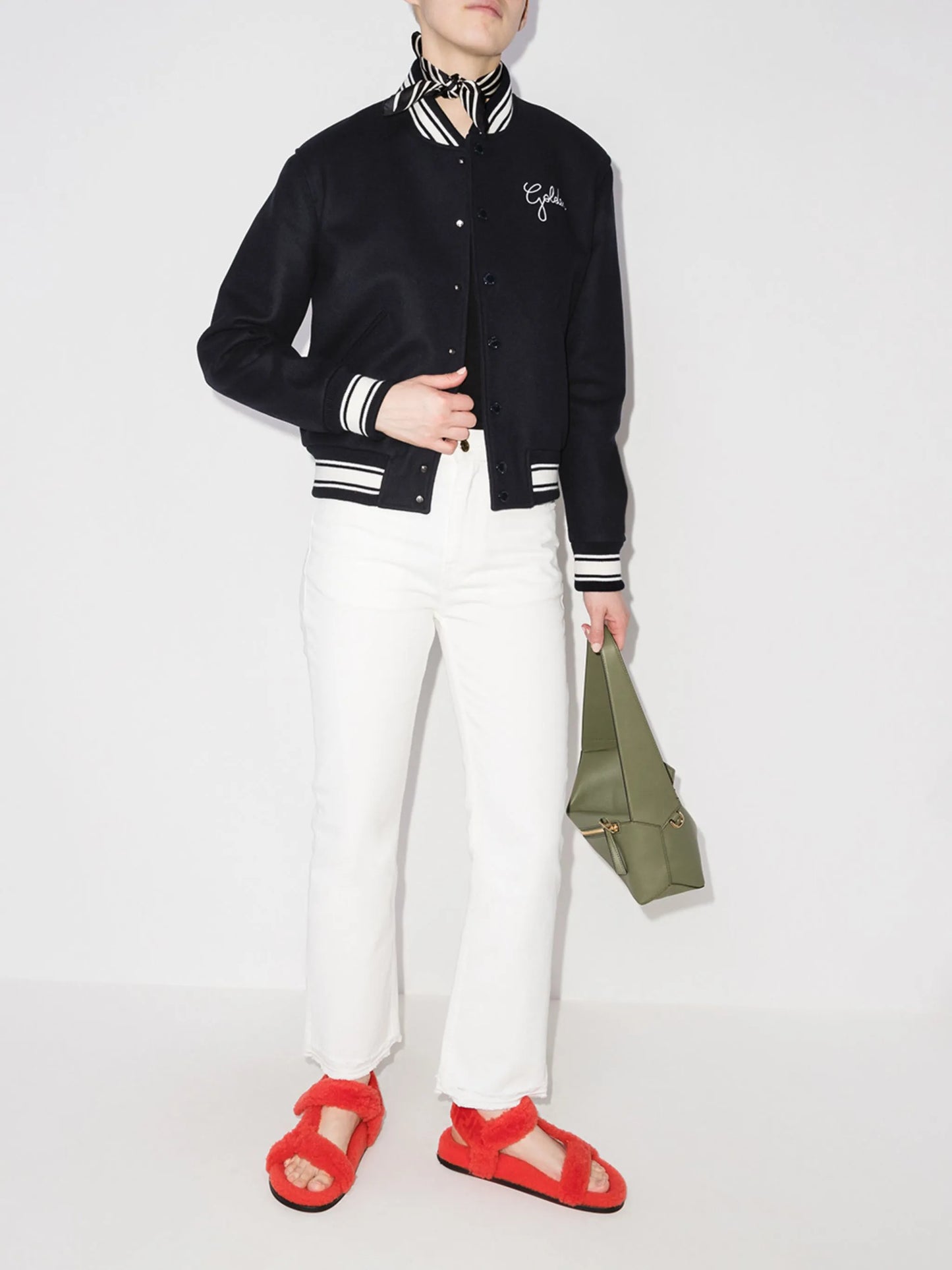 embroidered-logo bomber jacket