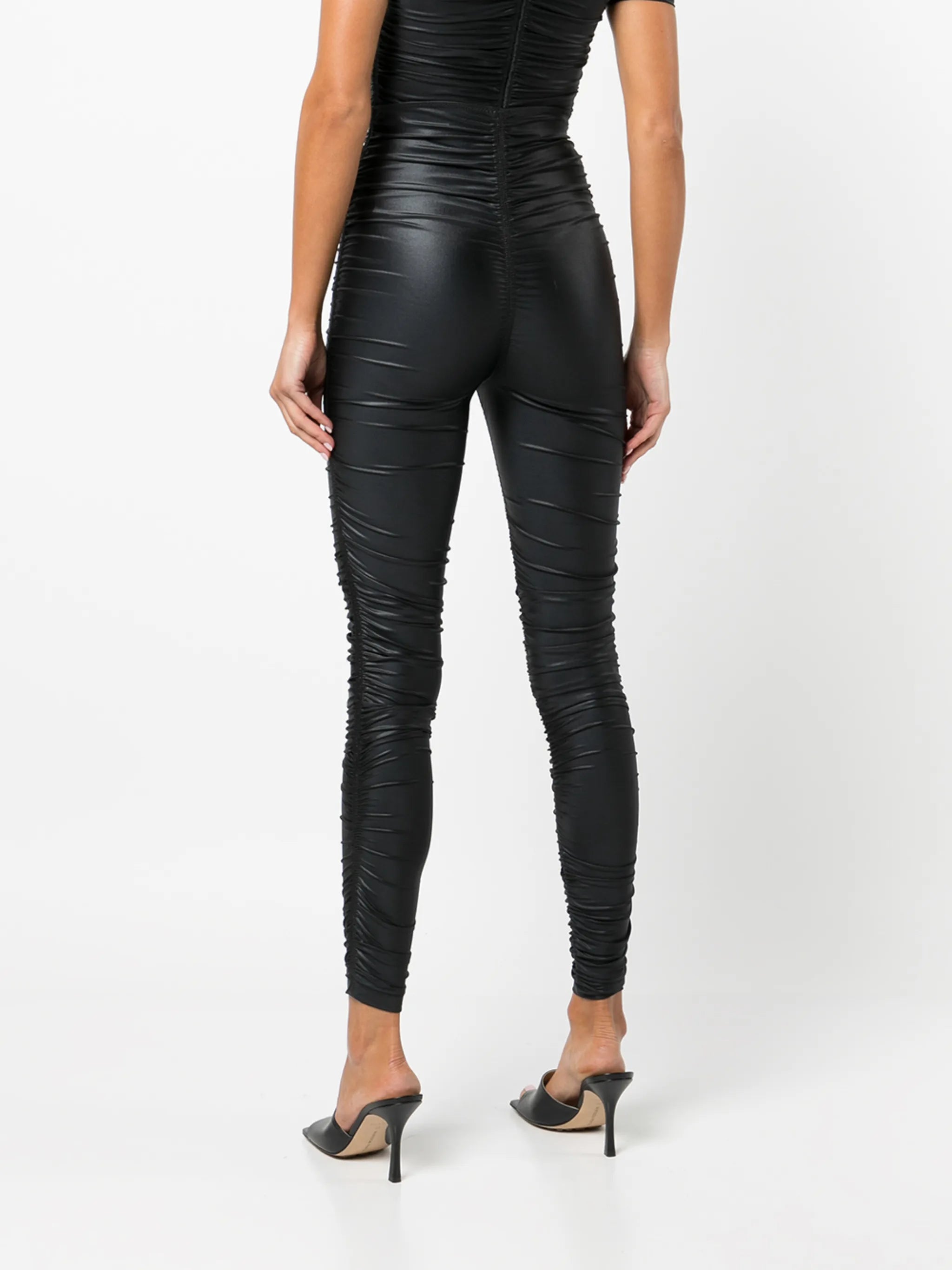 ruched high-waisted leggings