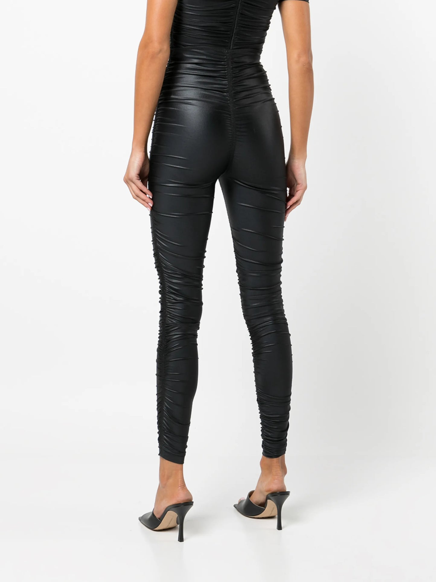 ruched high-waisted leggings