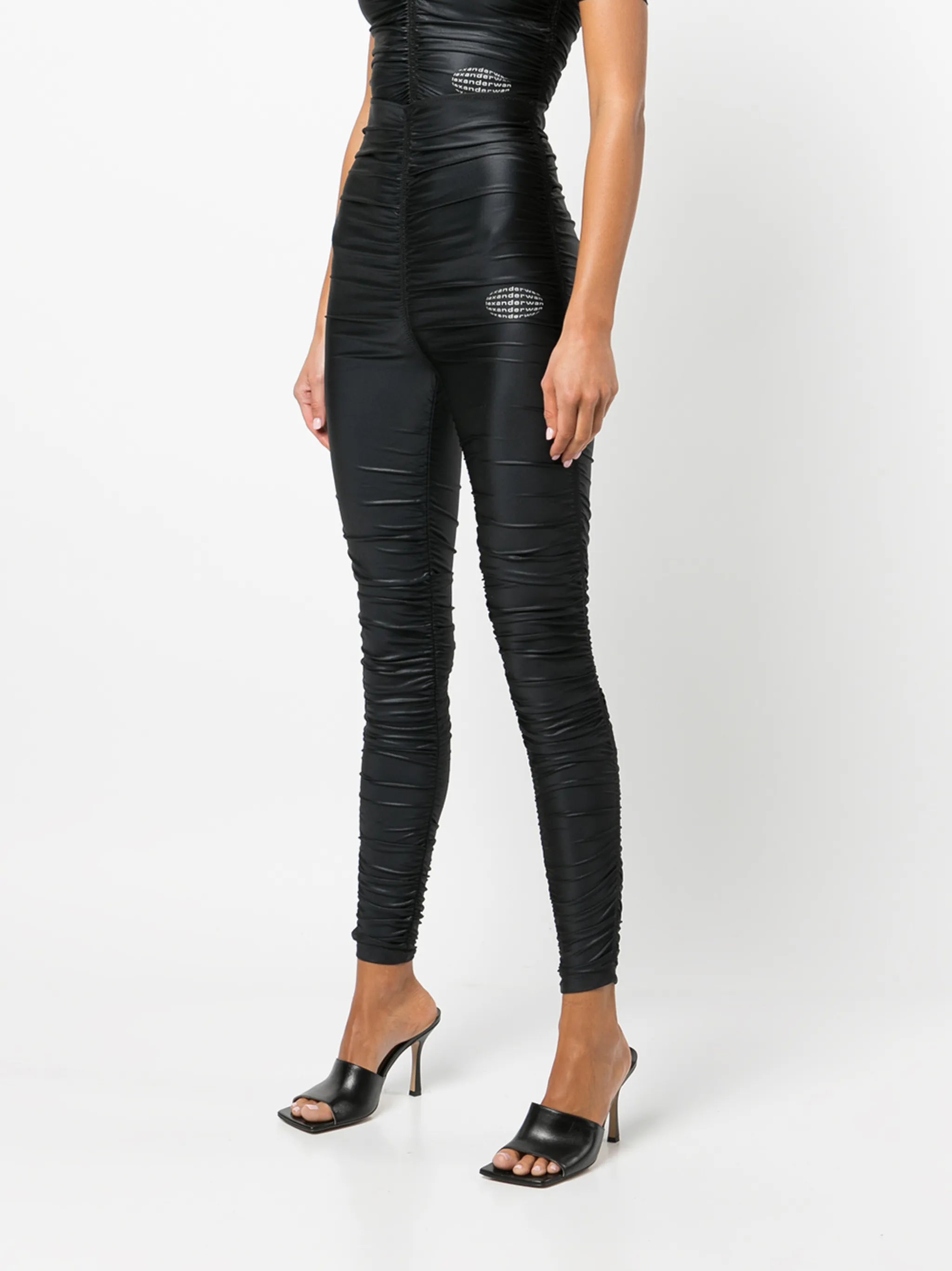 ruched high-waisted leggings