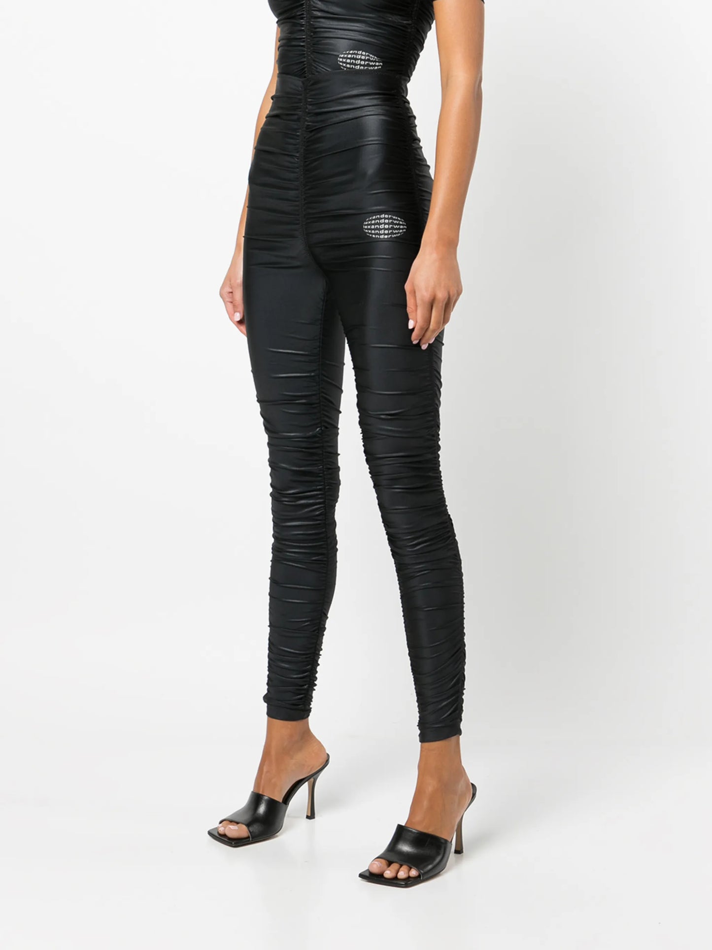 ruched high-waisted leggings