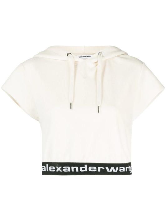 corduroy logo-hem hoodie