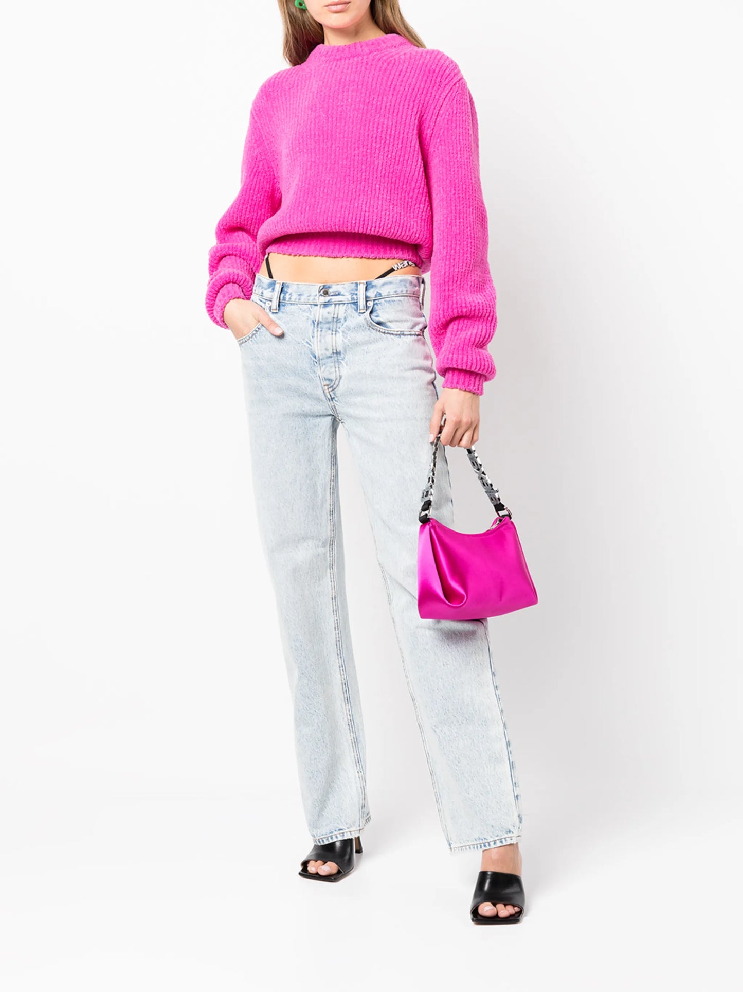 strap-detail straight-leg jeans