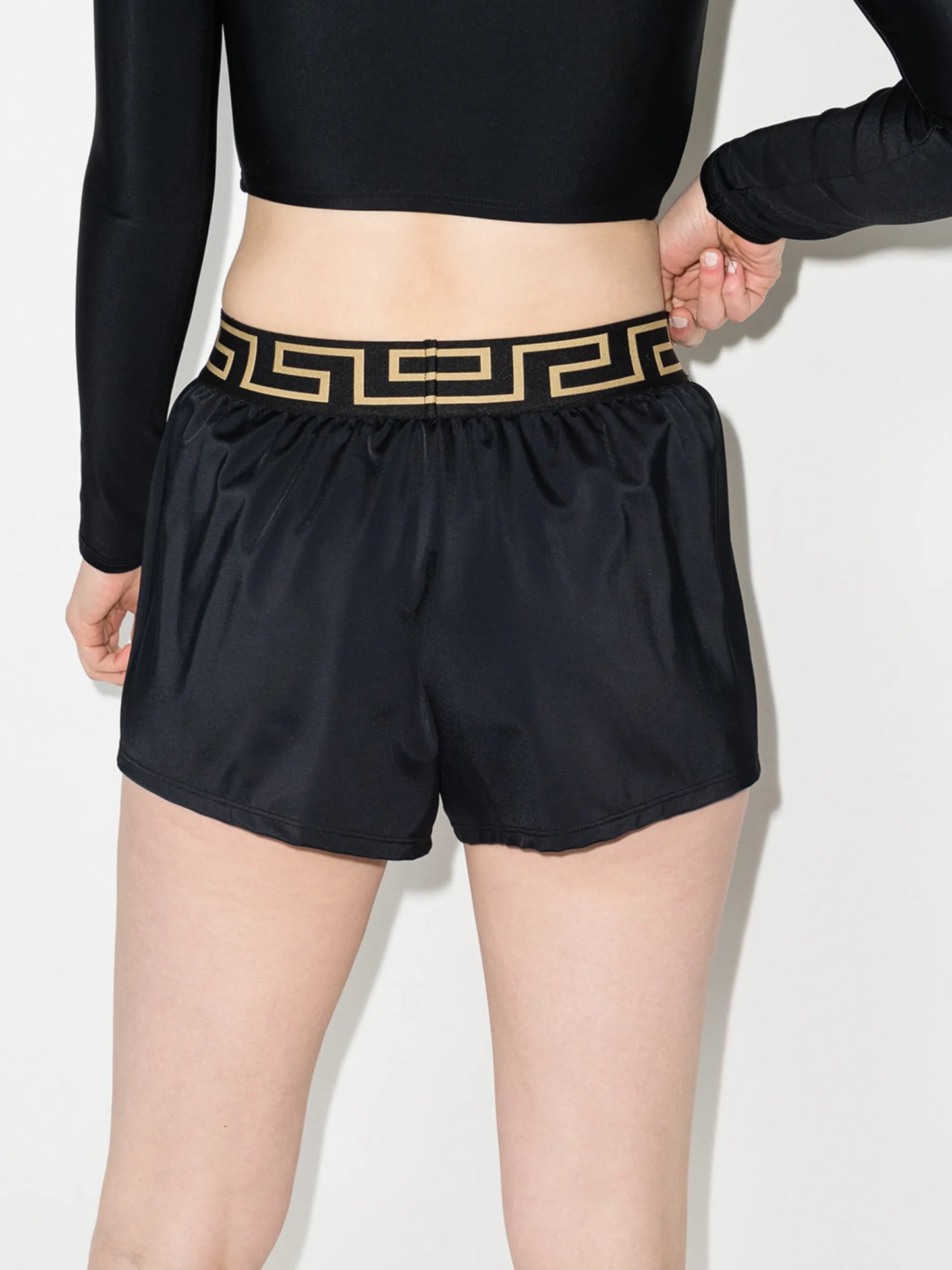 Greca-waistband shorts