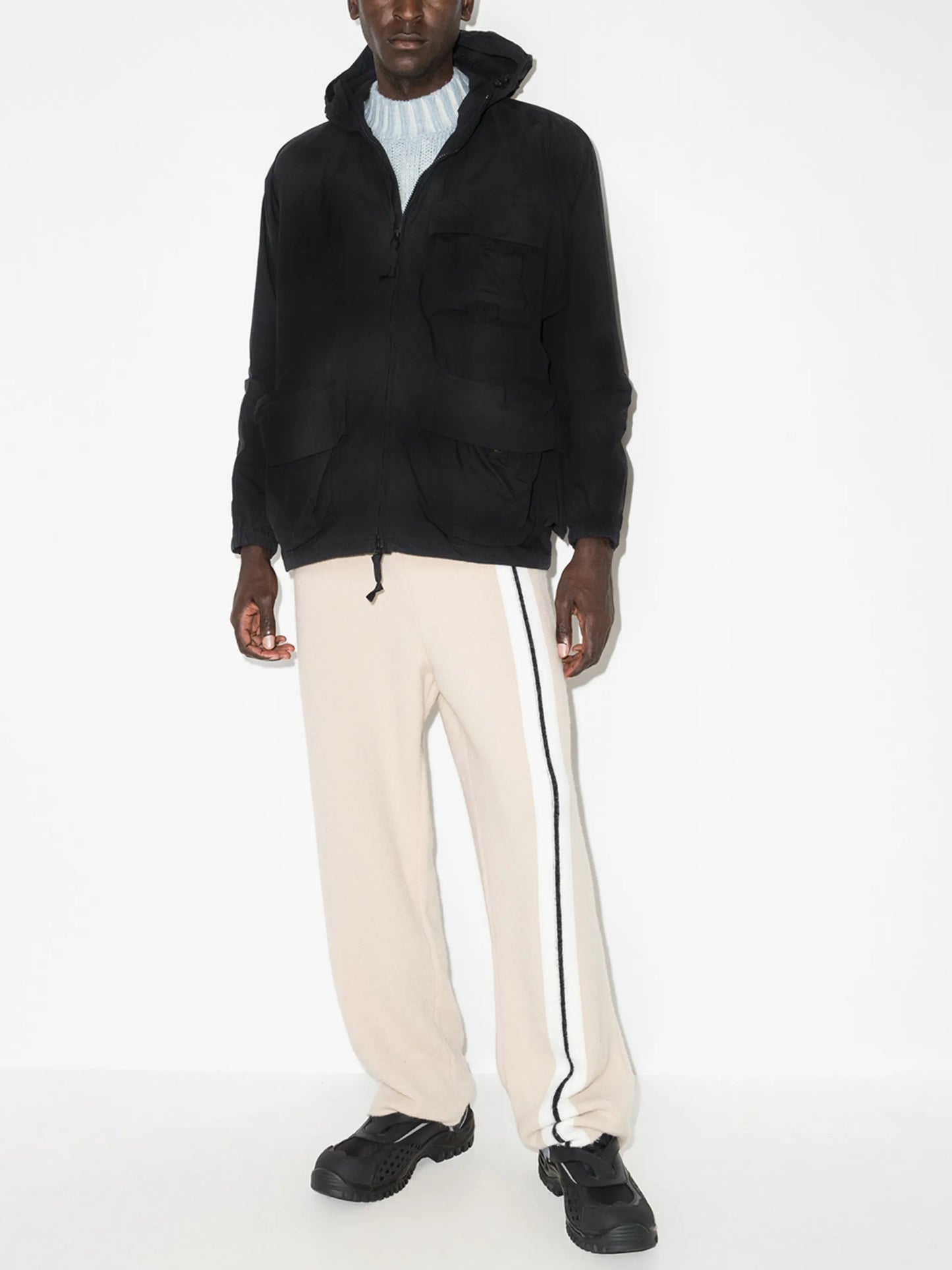 Indigo hooded parka coat