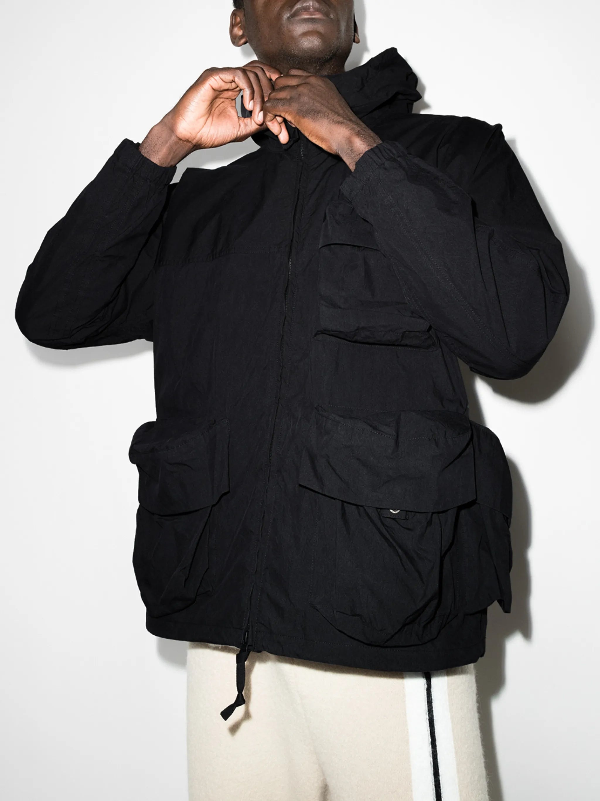 Indigo hooded parka coat