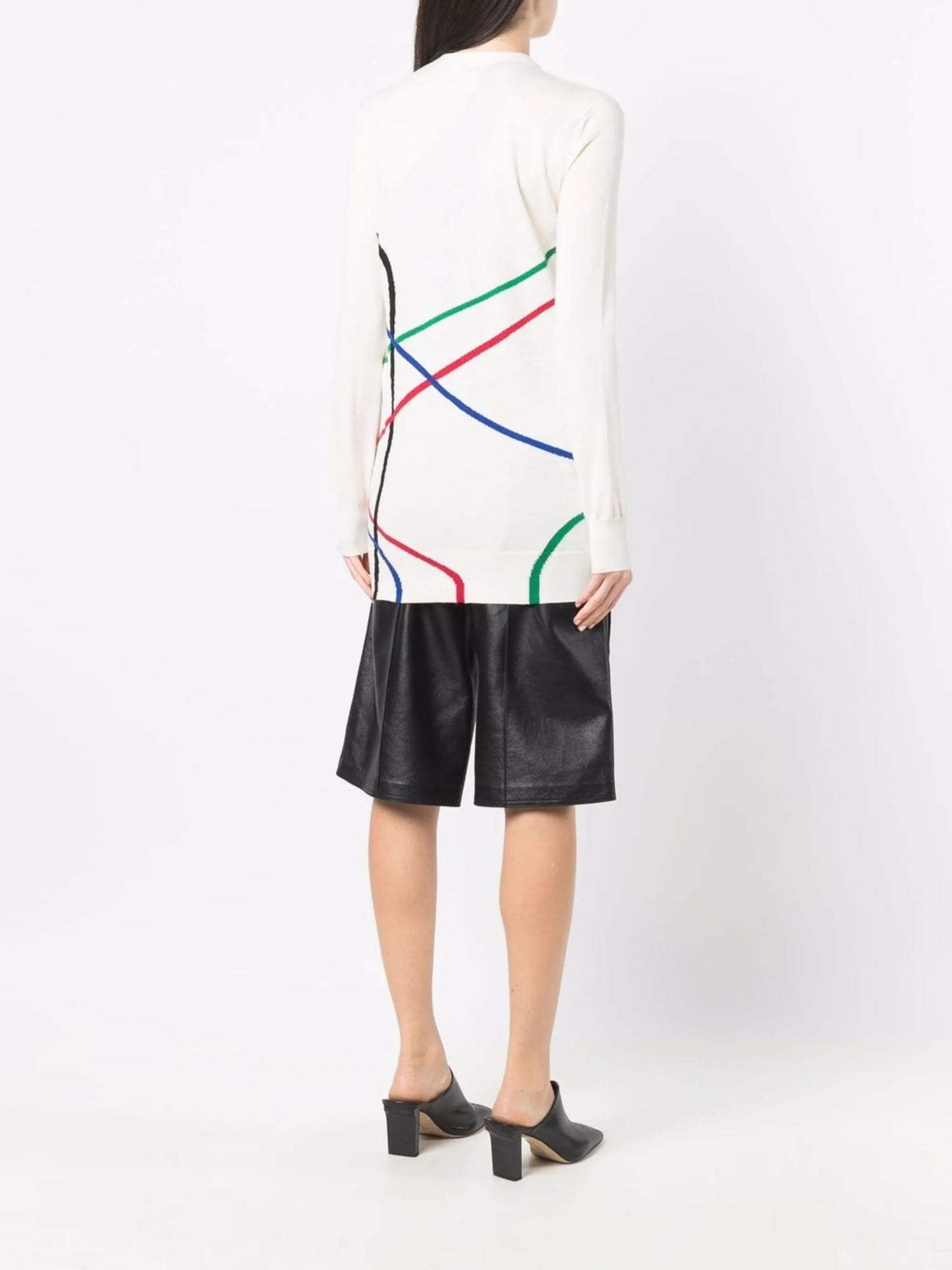 graphic jacquard-knit long cardigan