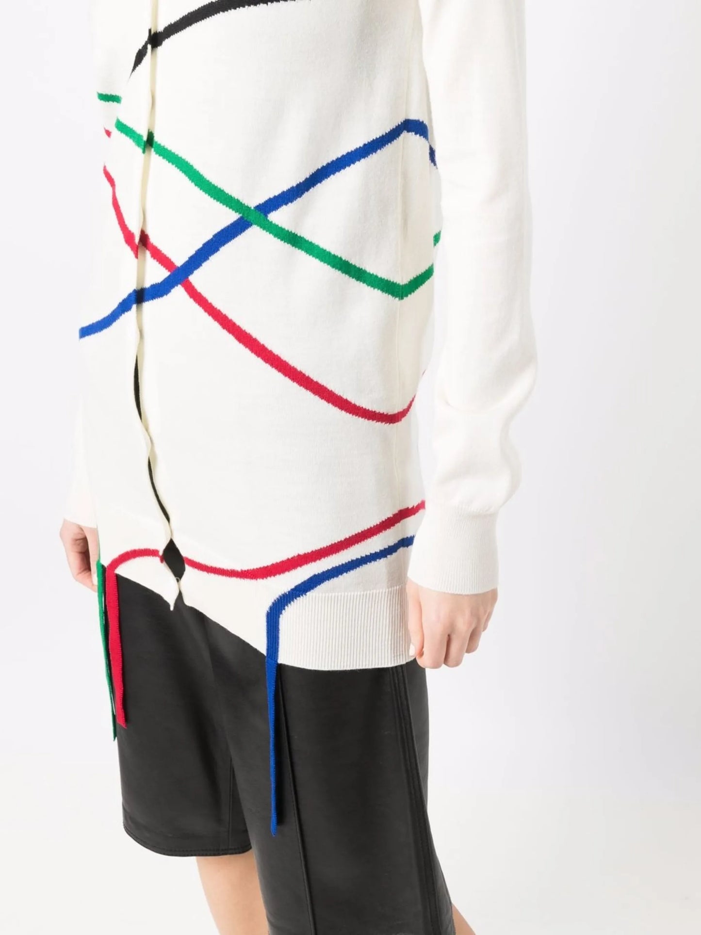 graphic jacquard-knit long cardigan