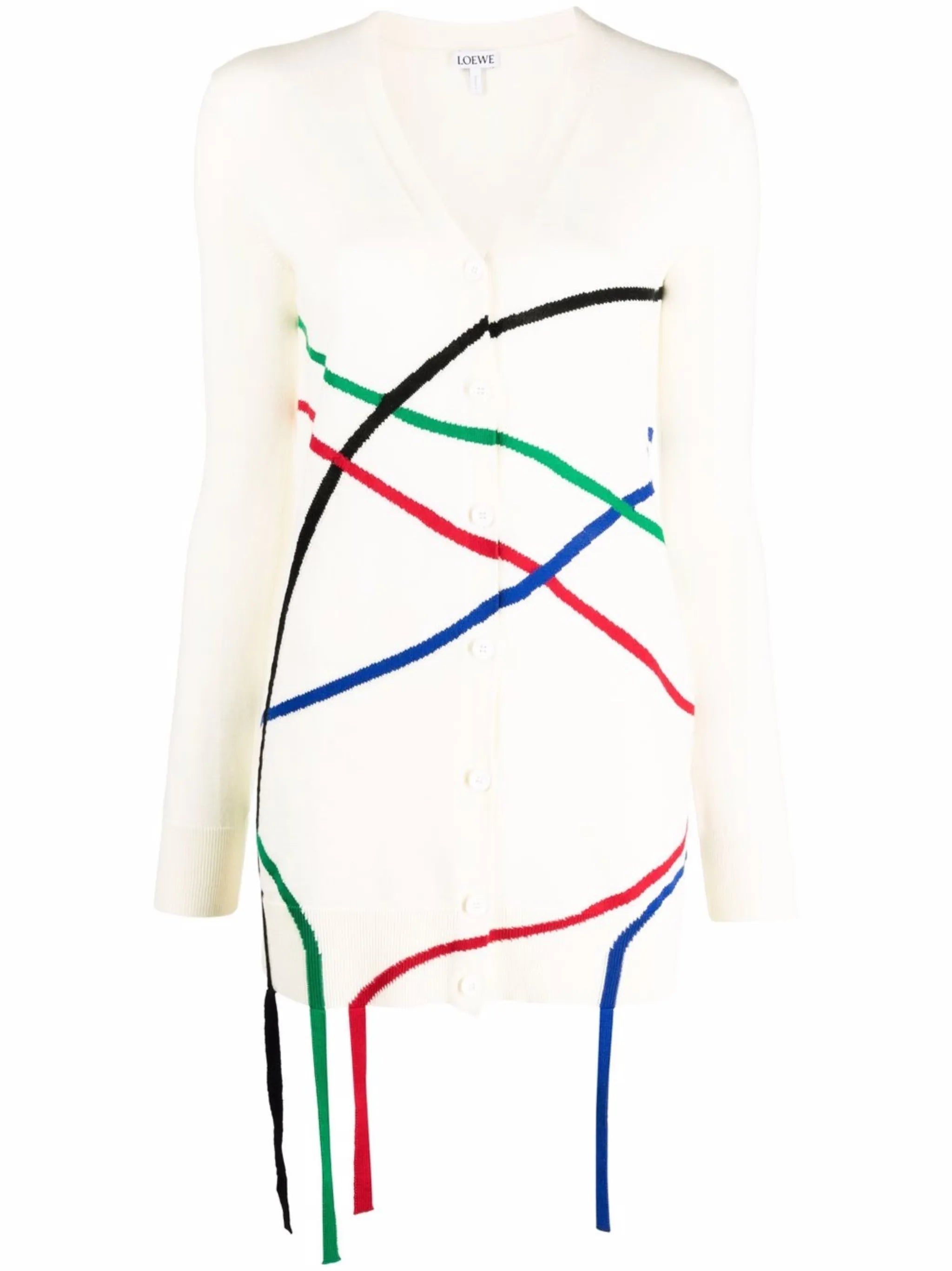 graphic jacquard-knit long cardigan