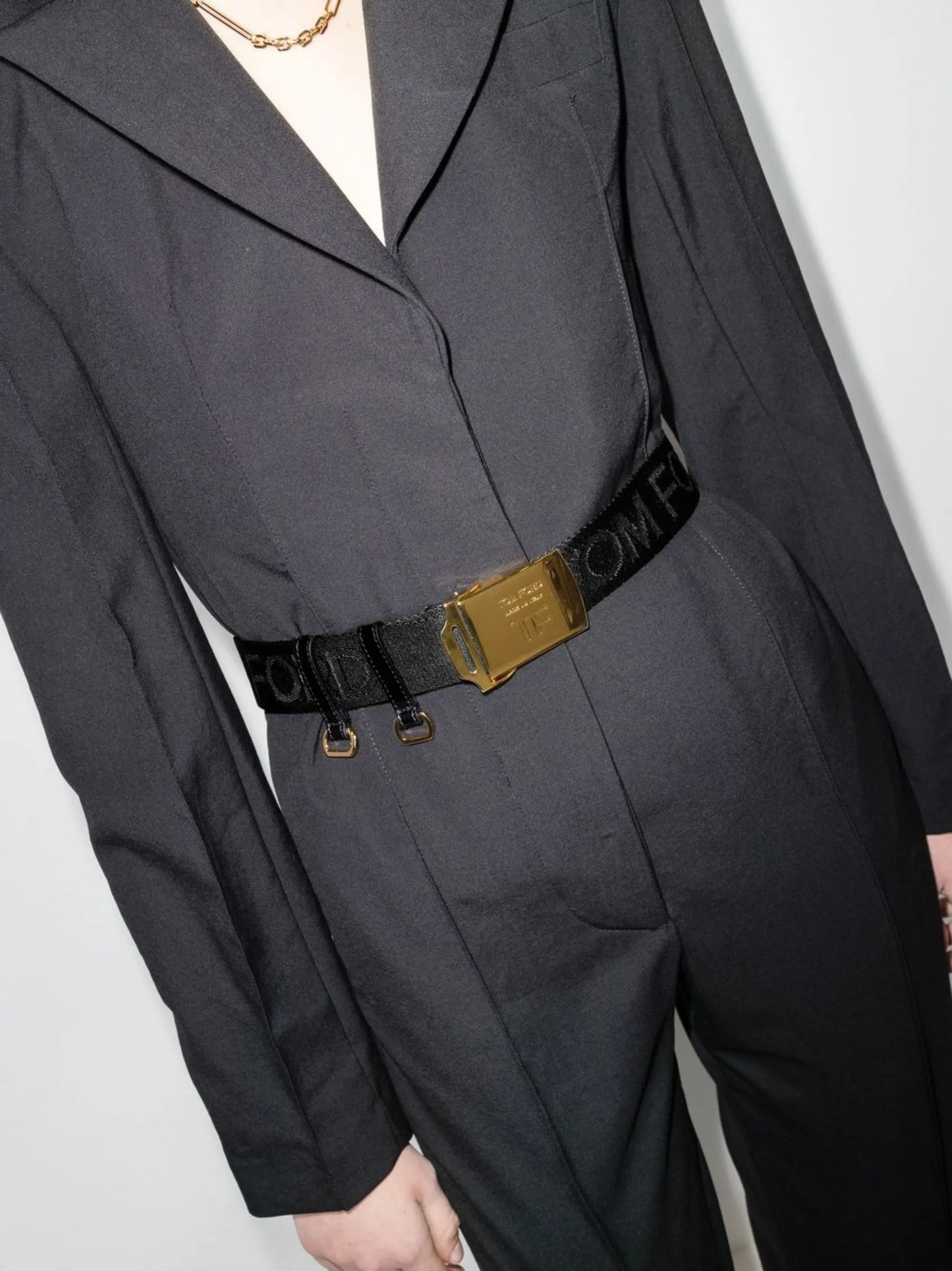 logo-jacquard flap-buckle belt