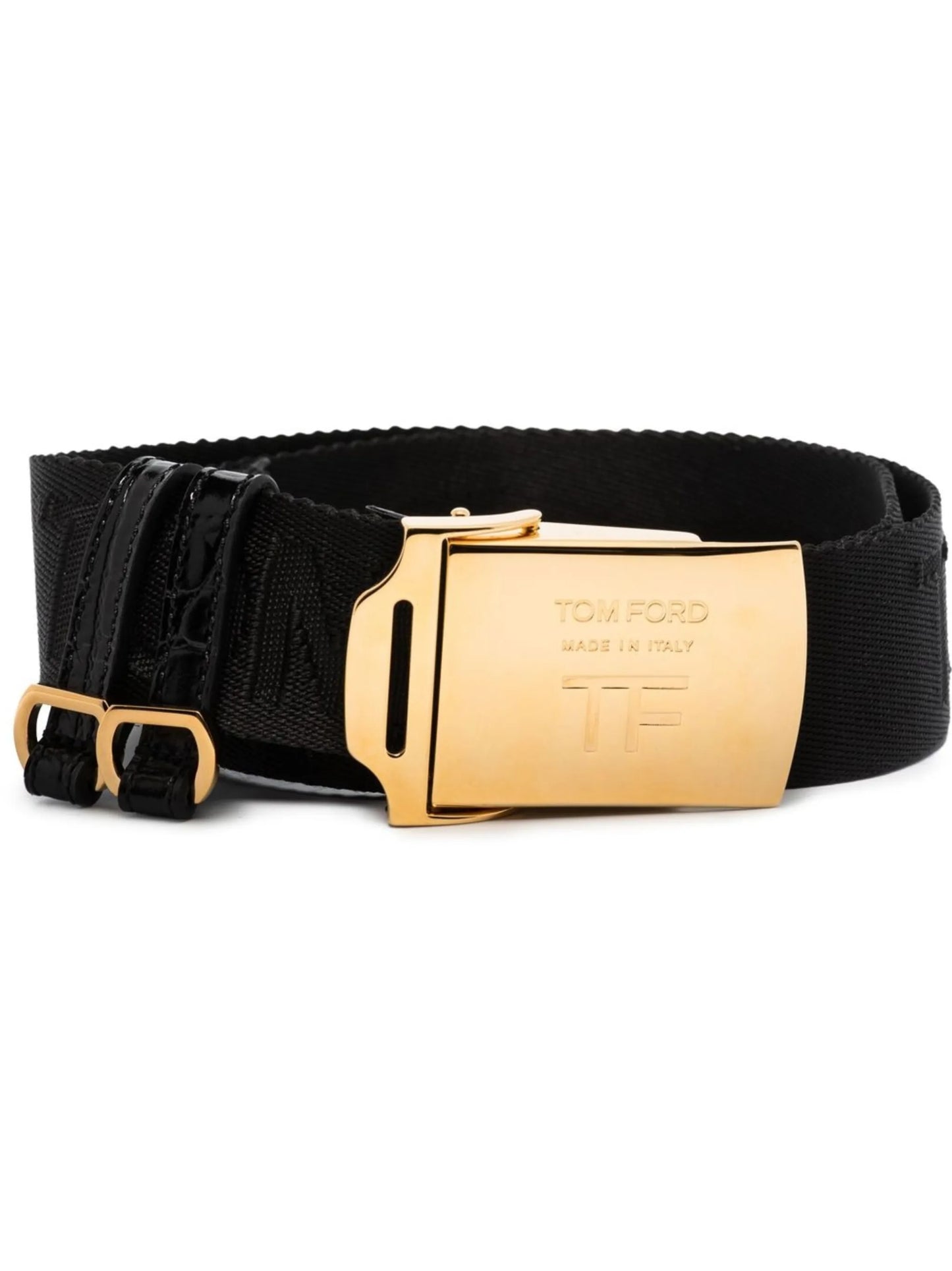 logo-jacquard flap-buckle belt