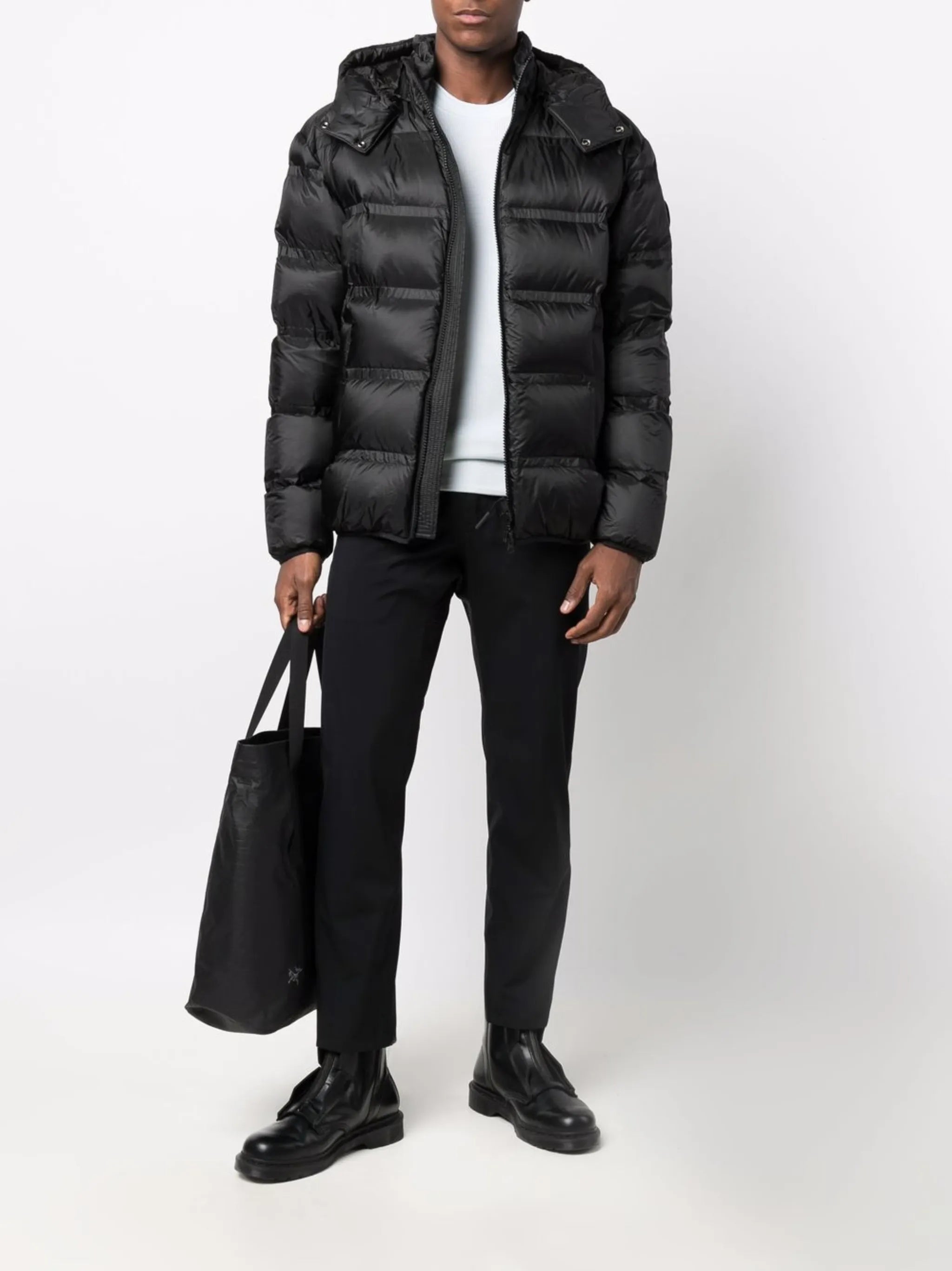 logo-patch feather-down puffer jacket