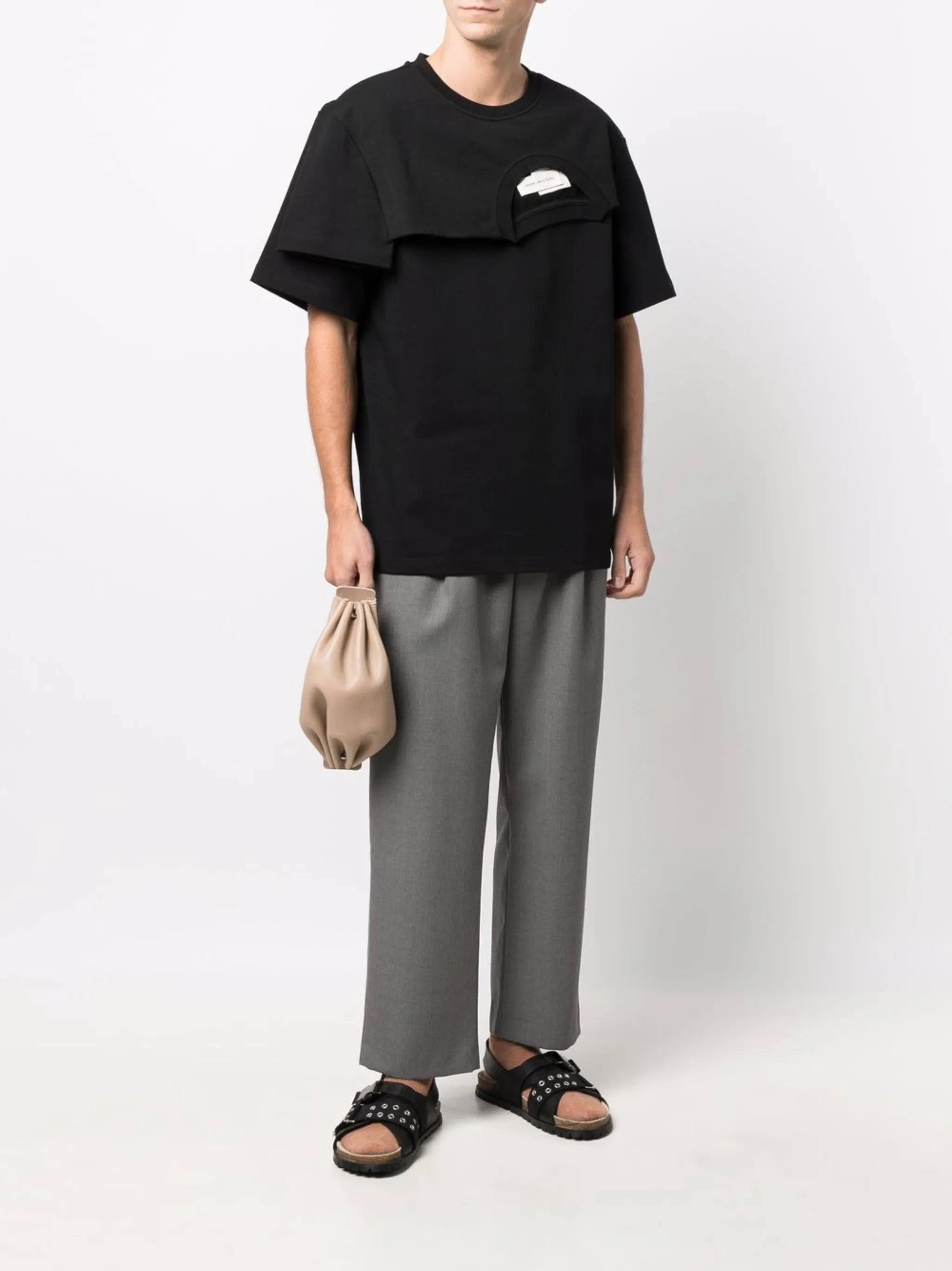 layered asymmetric cotton T-shirt
