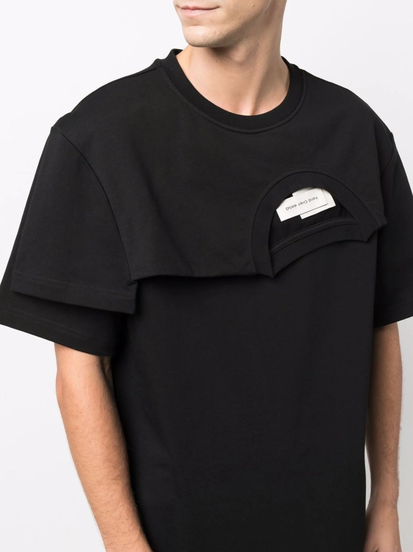 layered asymmetric cotton T-shirt