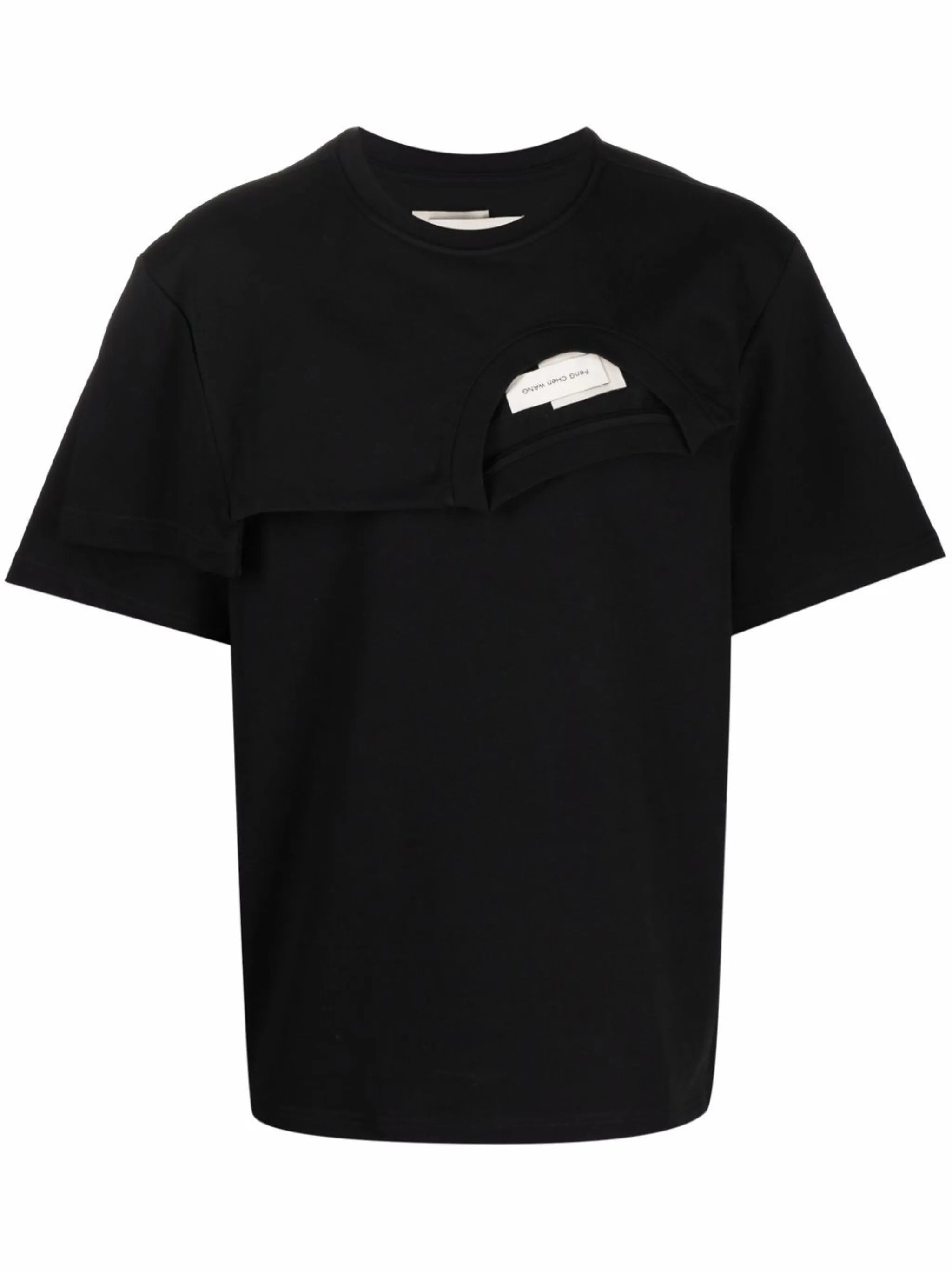 layered asymmetric cotton T-shirt