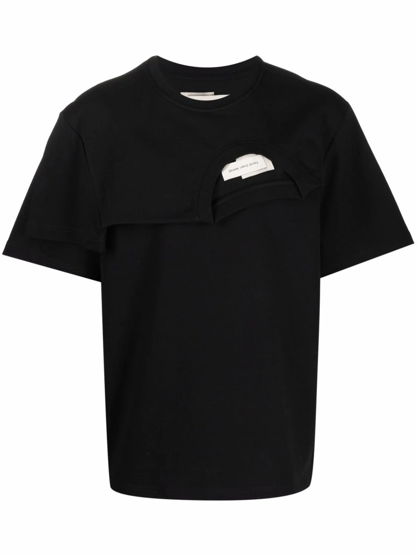 layered asymmetric cotton T-shirt