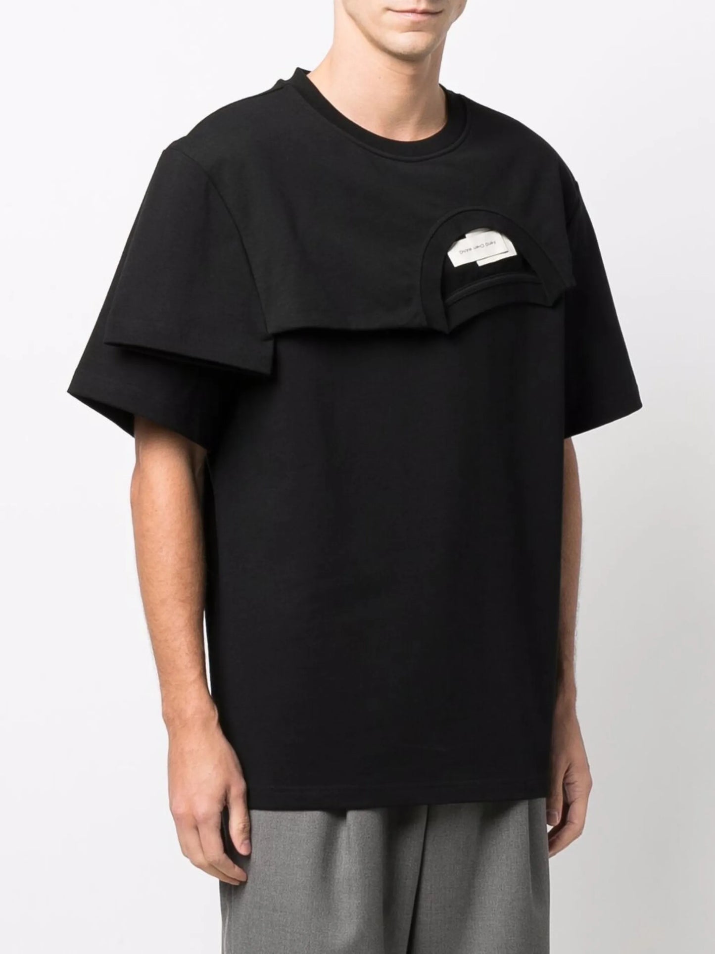 layered asymmetric cotton T-shirt