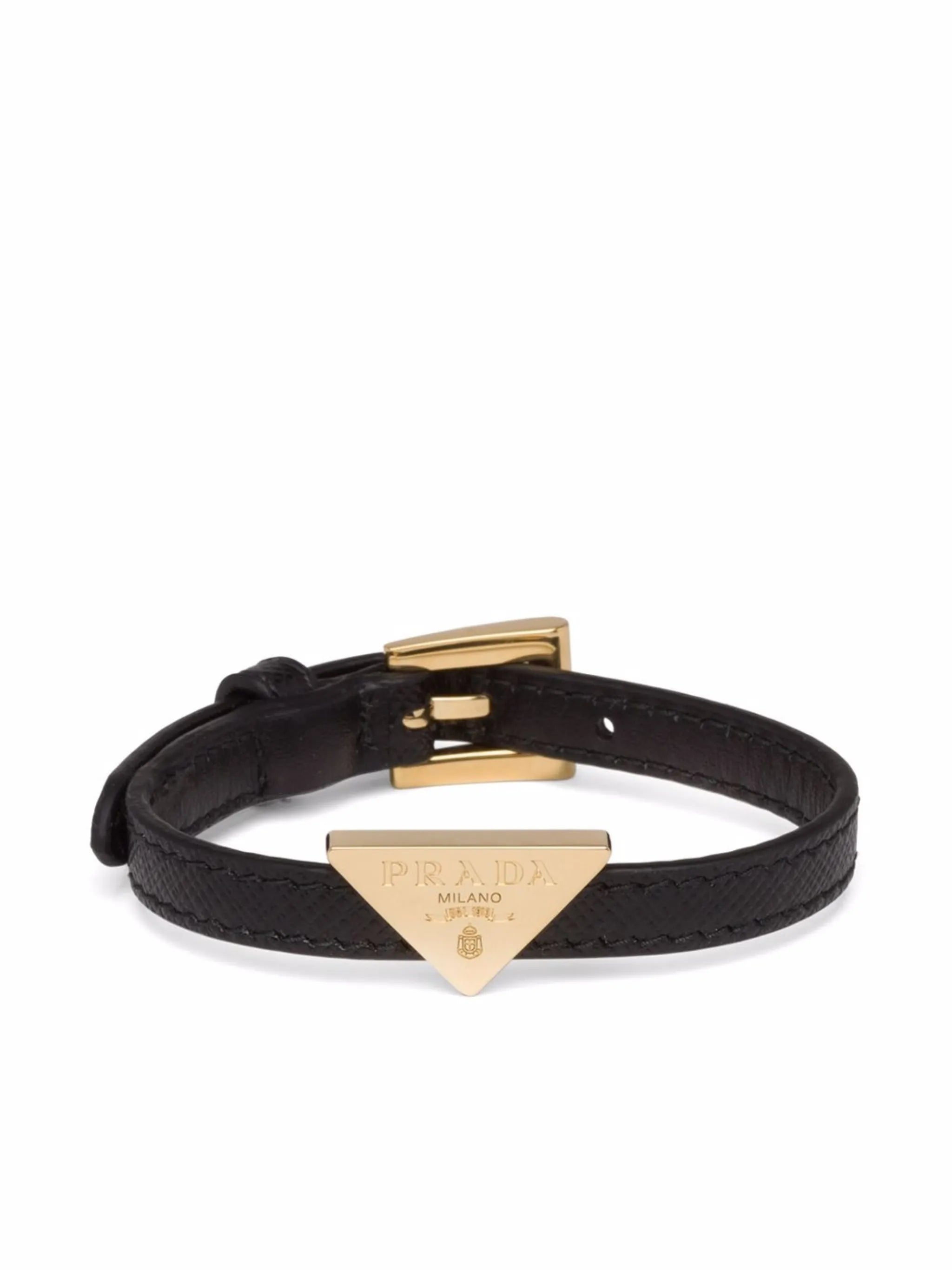 triangle-logo leather bracelet