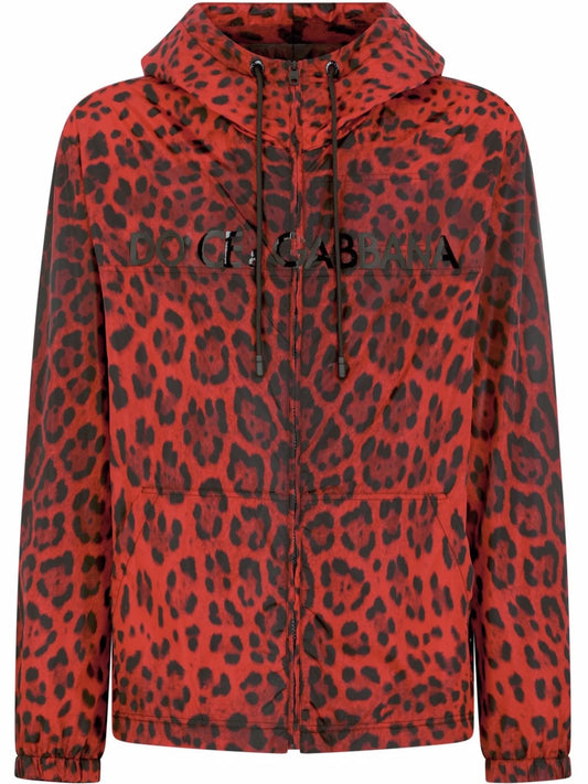 leopard-print hooded jacket