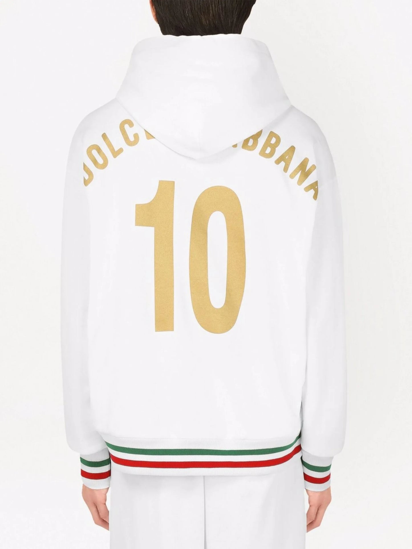 logo-patch striped-trim hoodie