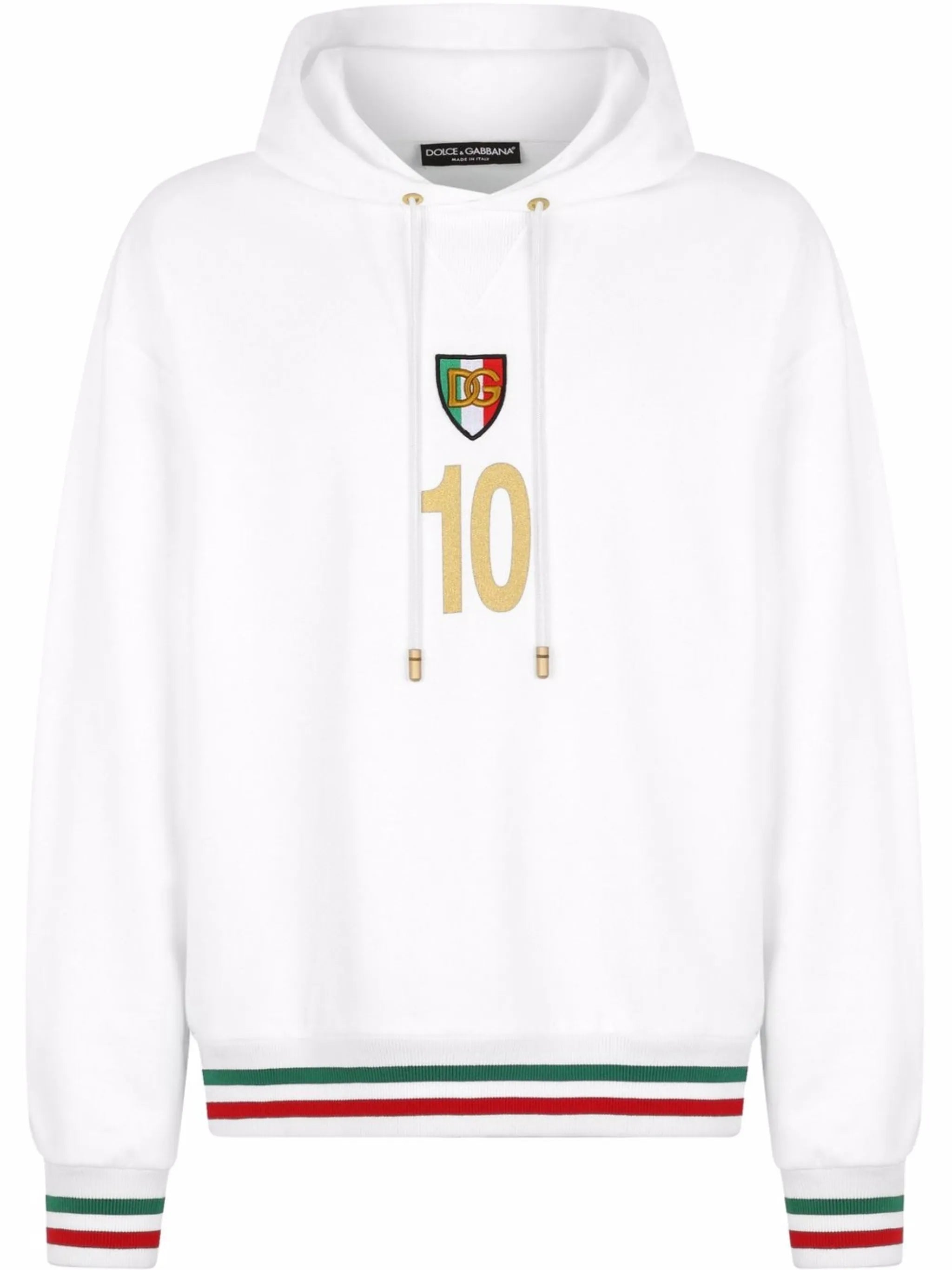 logo-patch striped-trim hoodie