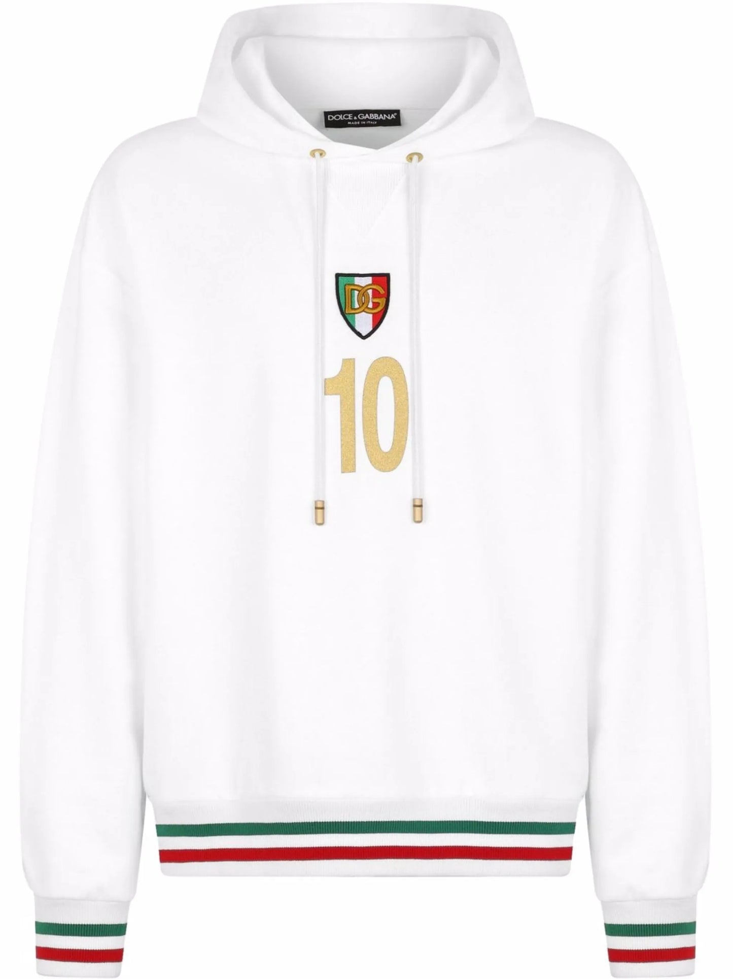 logo-patch striped-trim hoodie