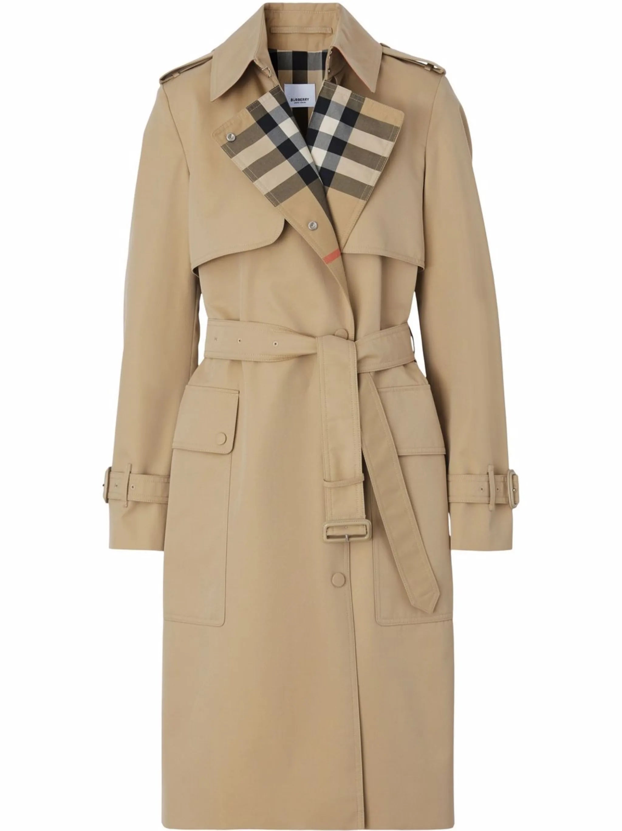 Check Lapel trench coat
