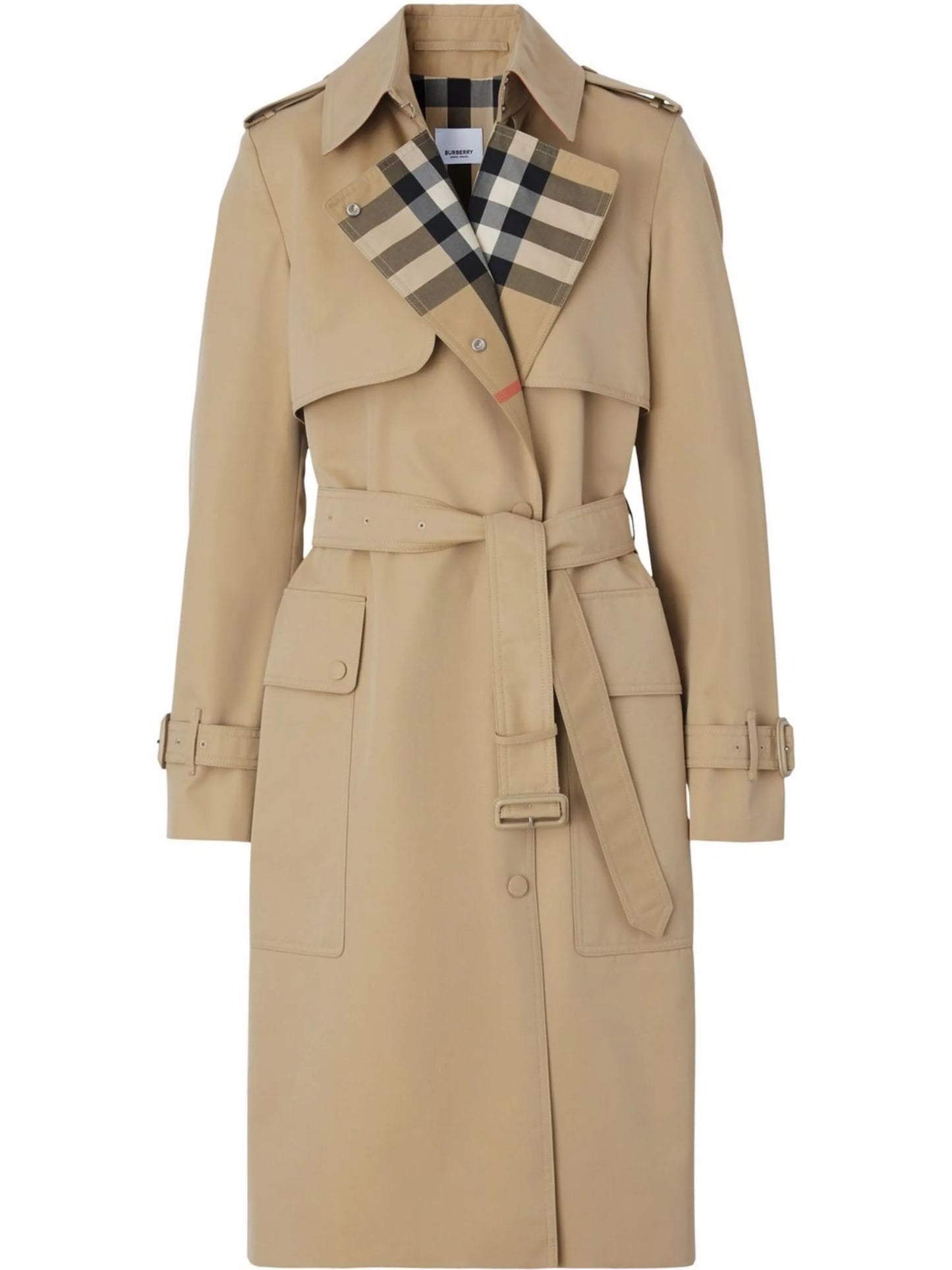Check Lapel trench coat