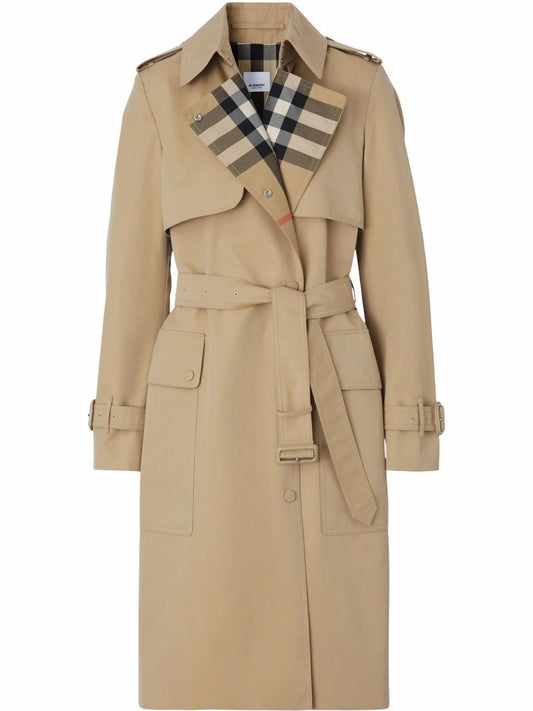 Check Lapel trench coat