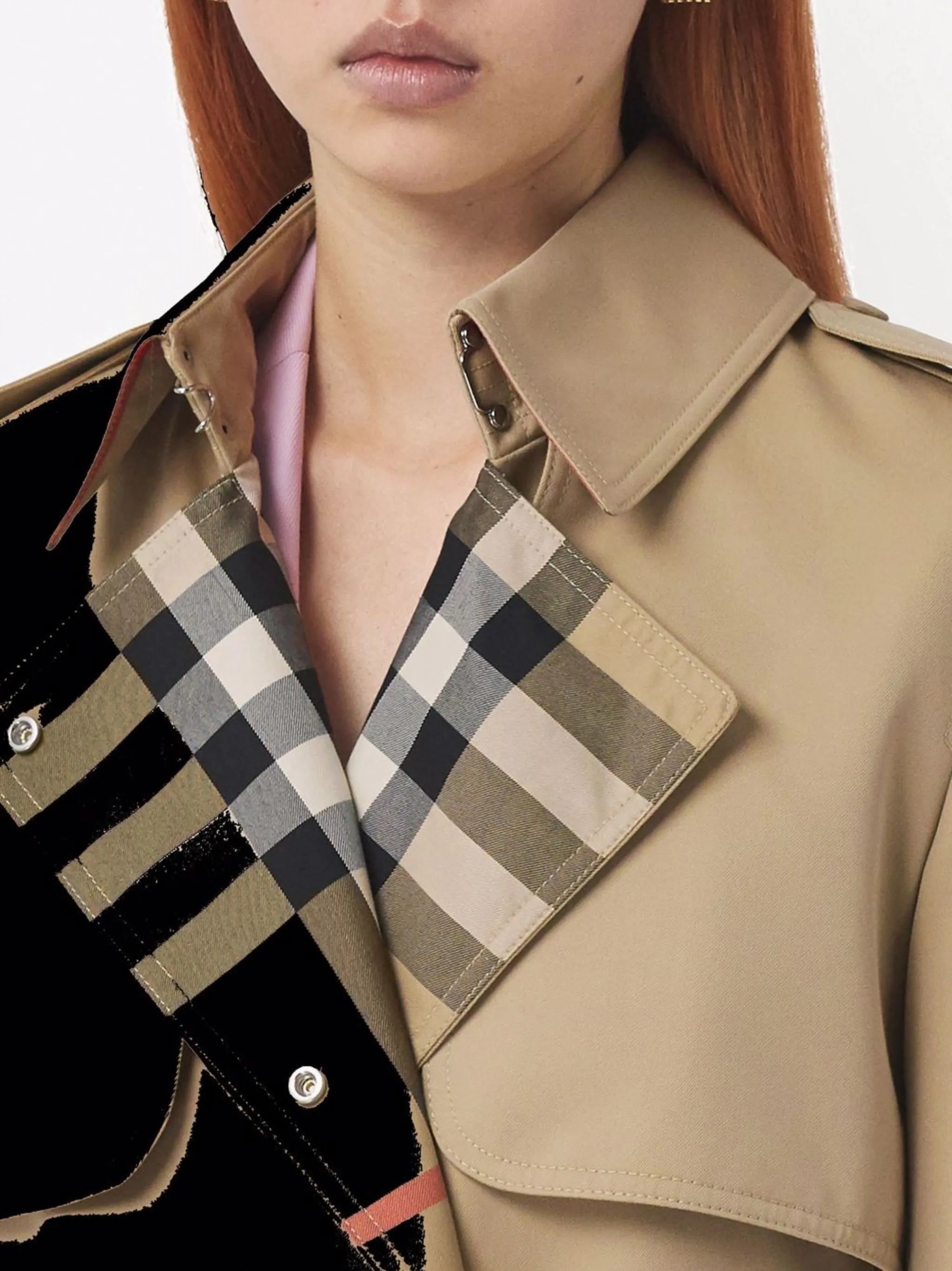 Check Lapel trench coat
