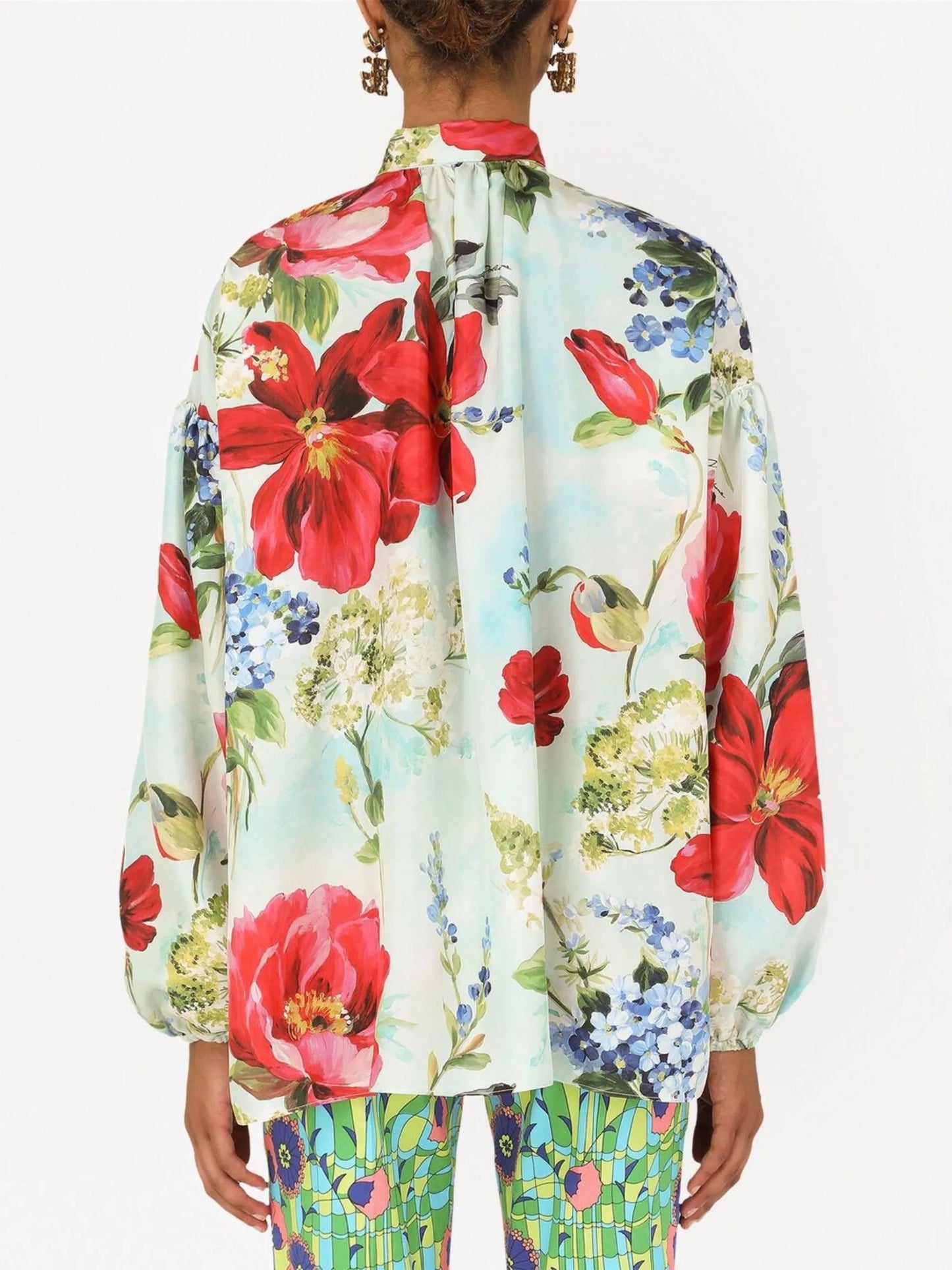 floral-print silk shirt
