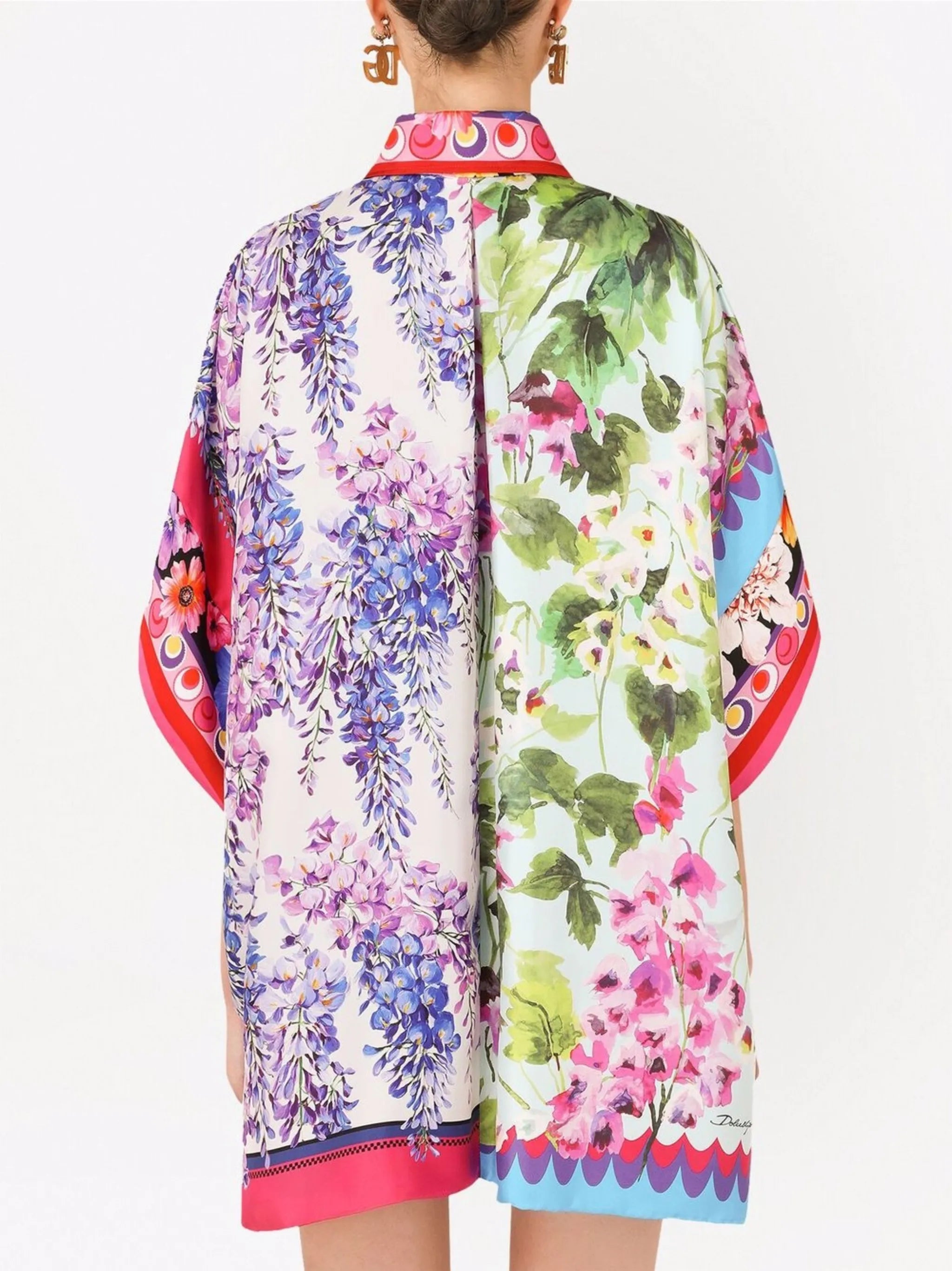 floral-print silk shirt