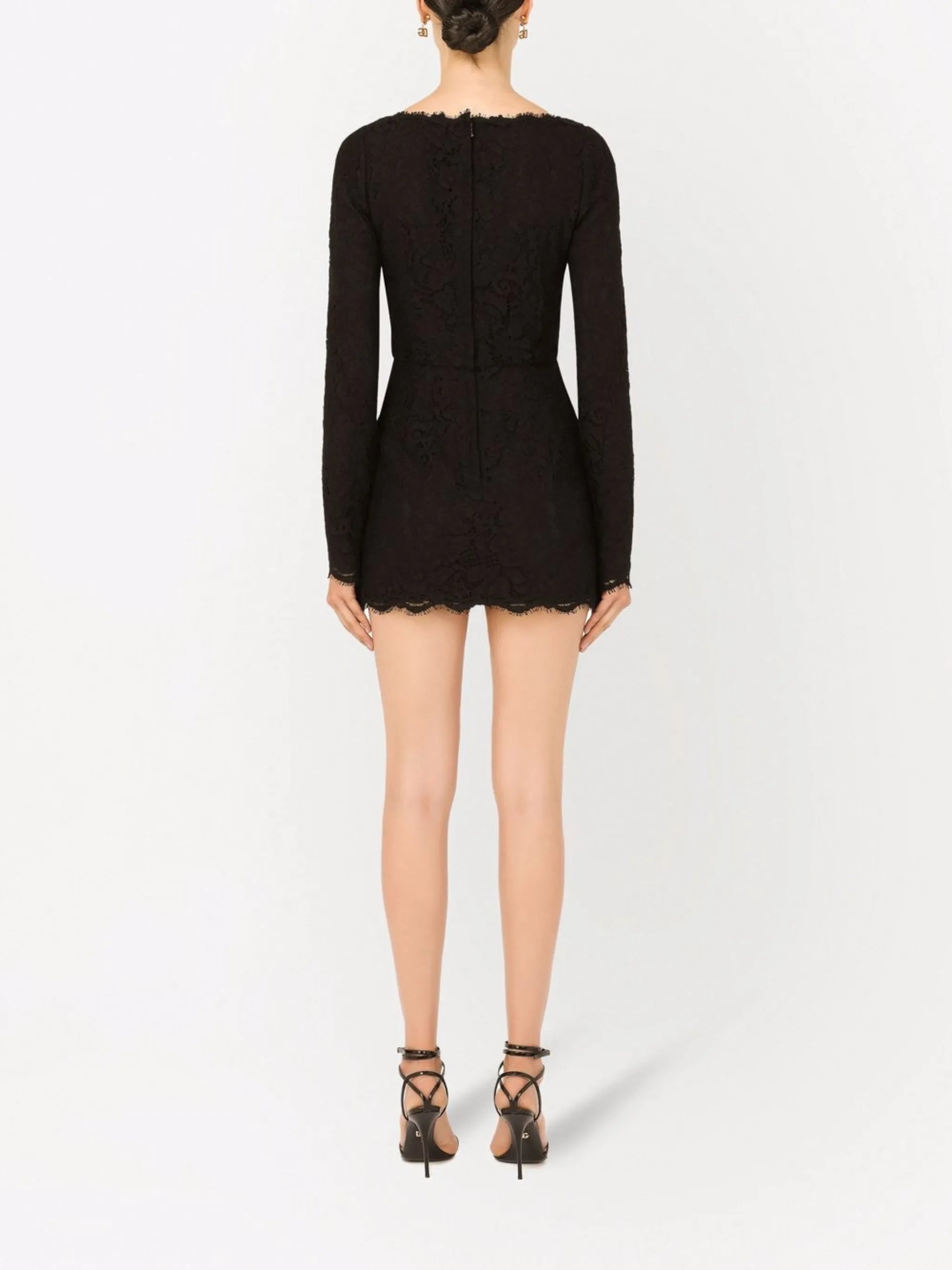 long-sleeve lace minidress