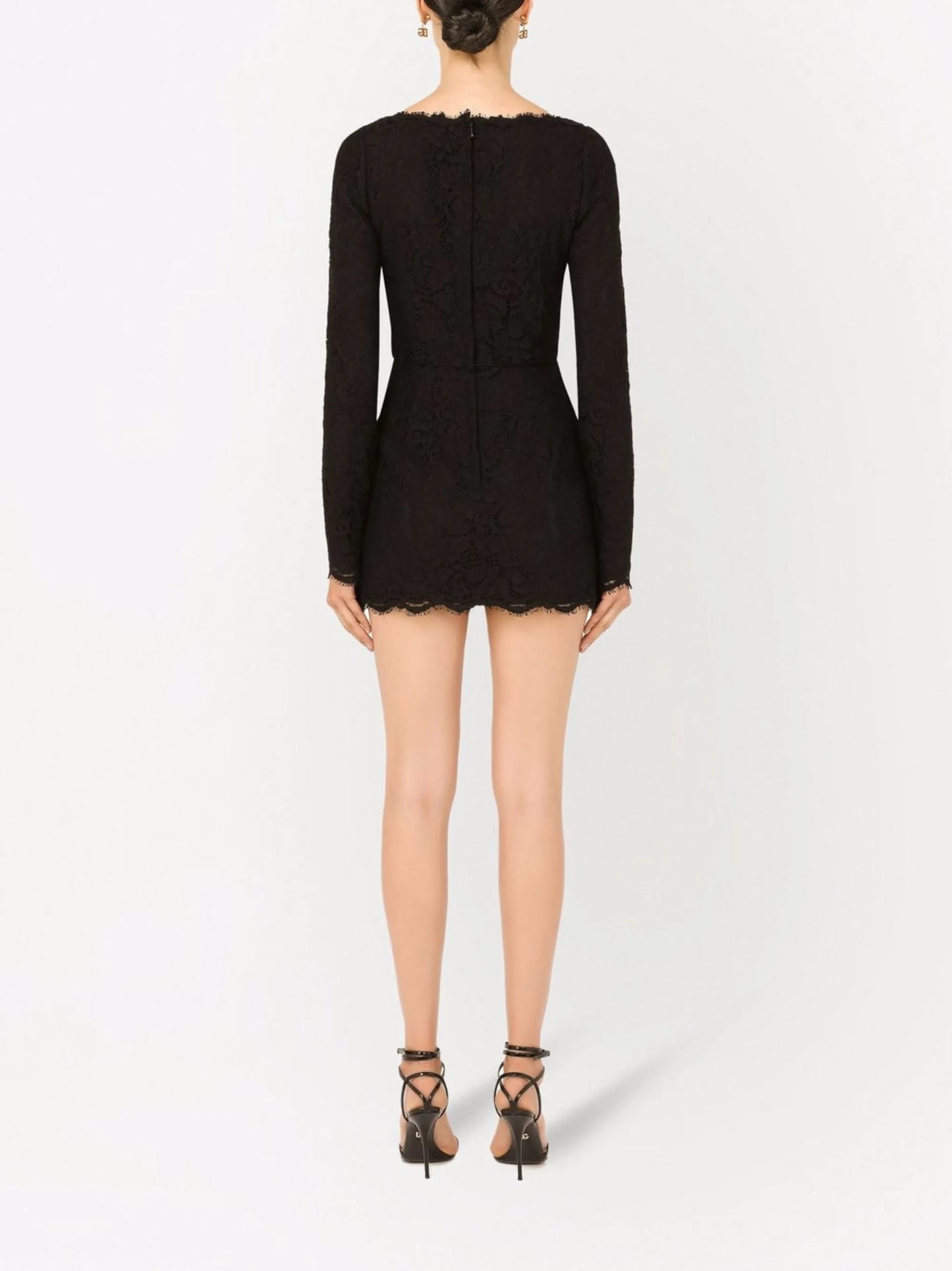 long-sleeve lace minidress
