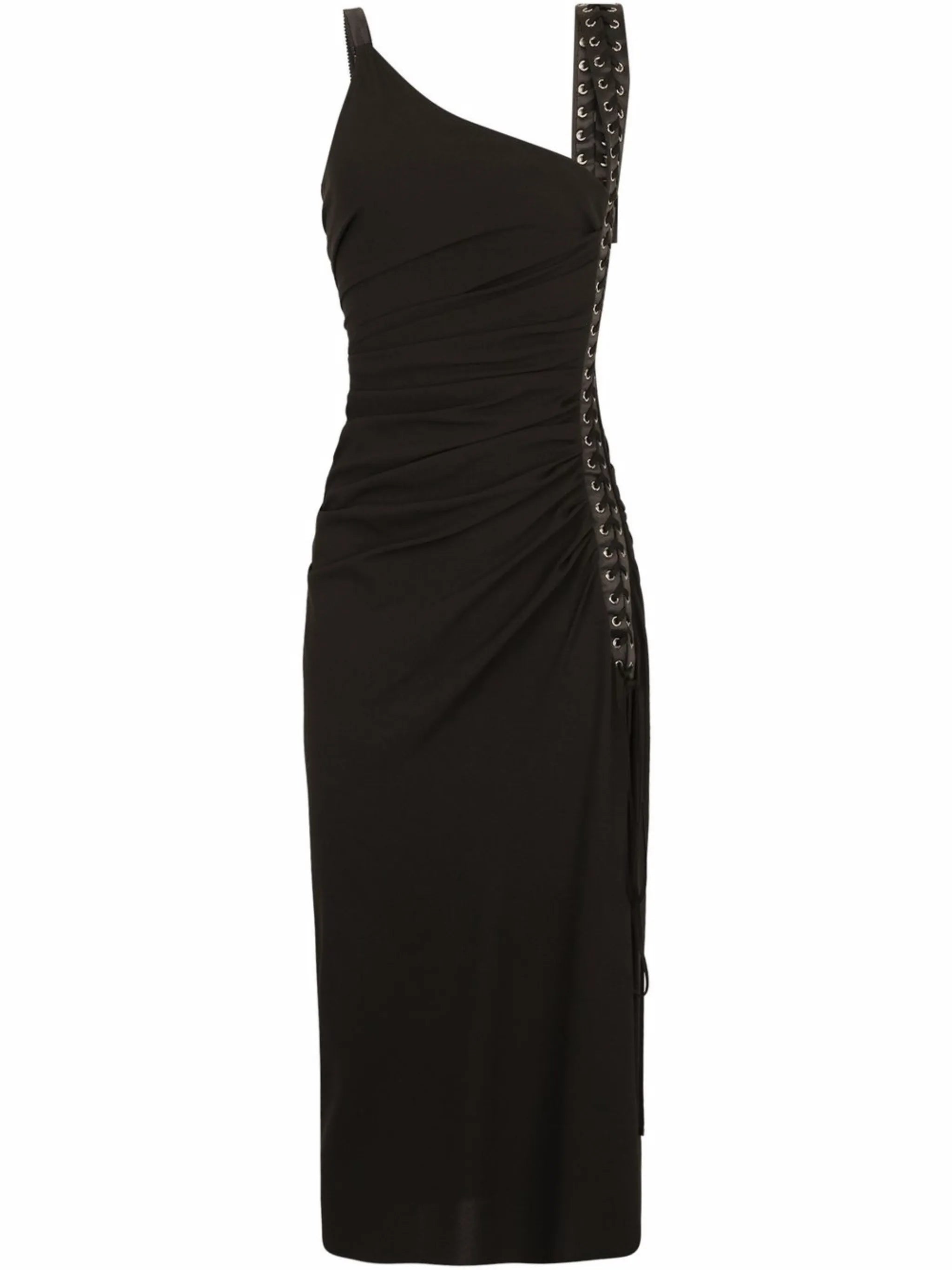 lace-up ruched dress