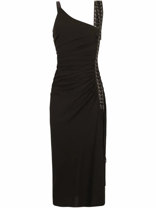 lace-up ruched dress