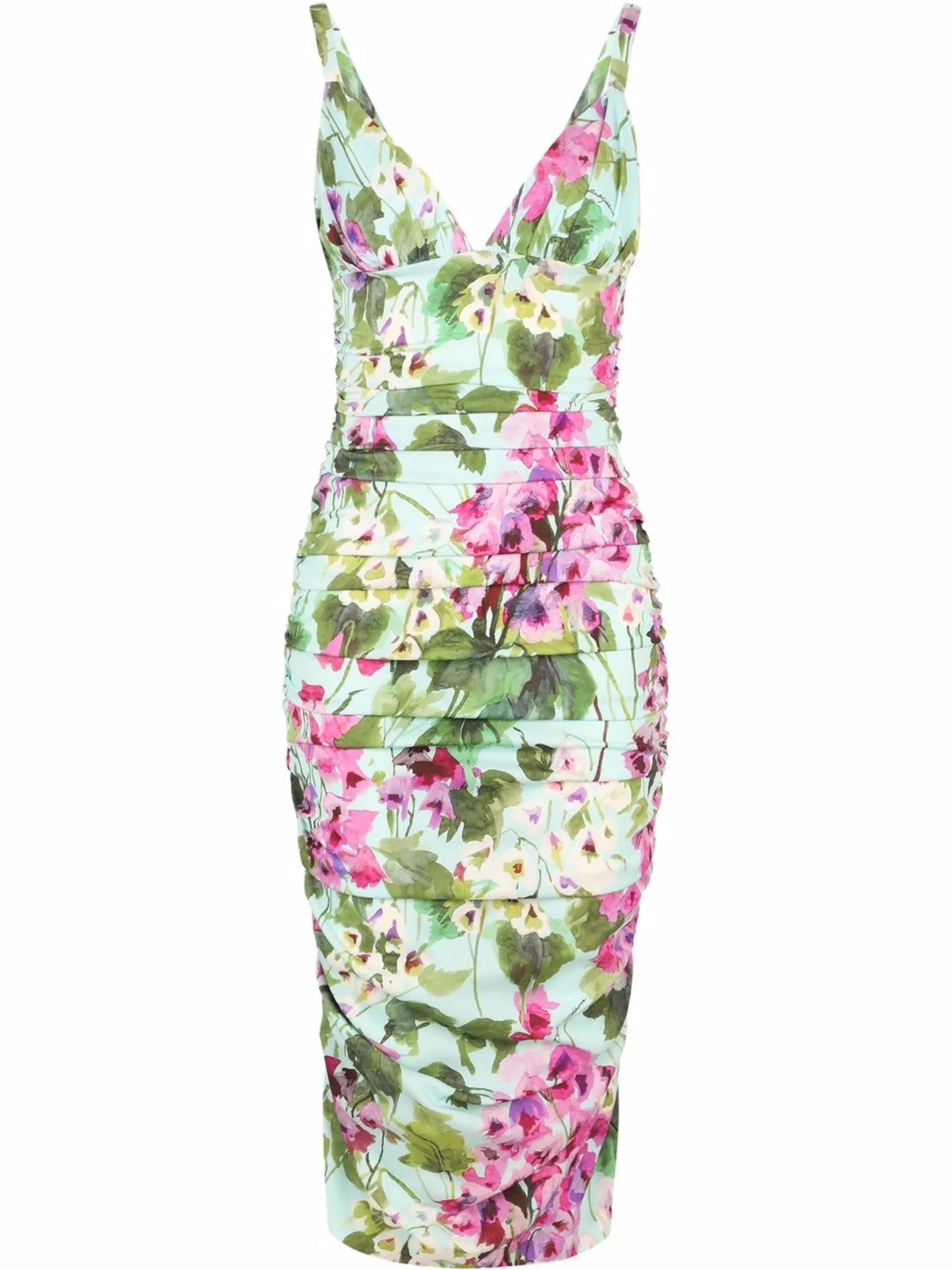 V-neck graphic-print dress